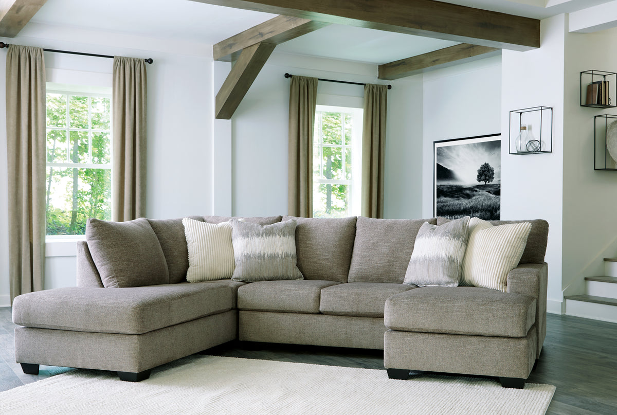 Diamond Furniture - Ashley Furniture - Creswell 2-Piece Sectional with Chaise - RAF 2-Piece Sectional with Chaise / Stone - 15305S2