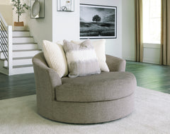 Diamond Furniture - Ashley Furniture - Creswell Living Room - Oversized Swivel Accent Chair / Stone - 1530521