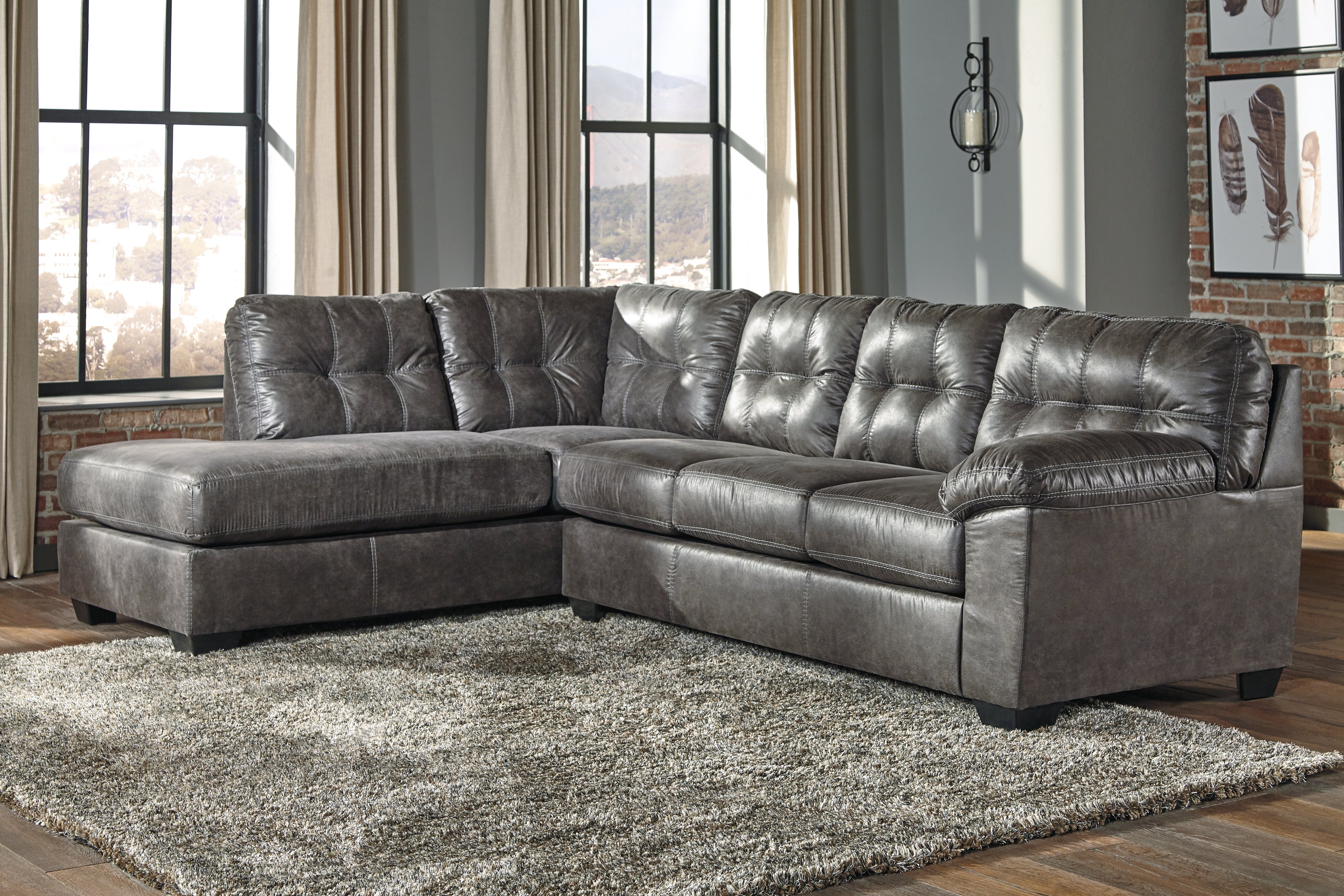 Diamond Furniture - Ashley Furniture - Fallston Sectional - RAF 2-Piece Sectional with Chaise / Slate - 17221S1