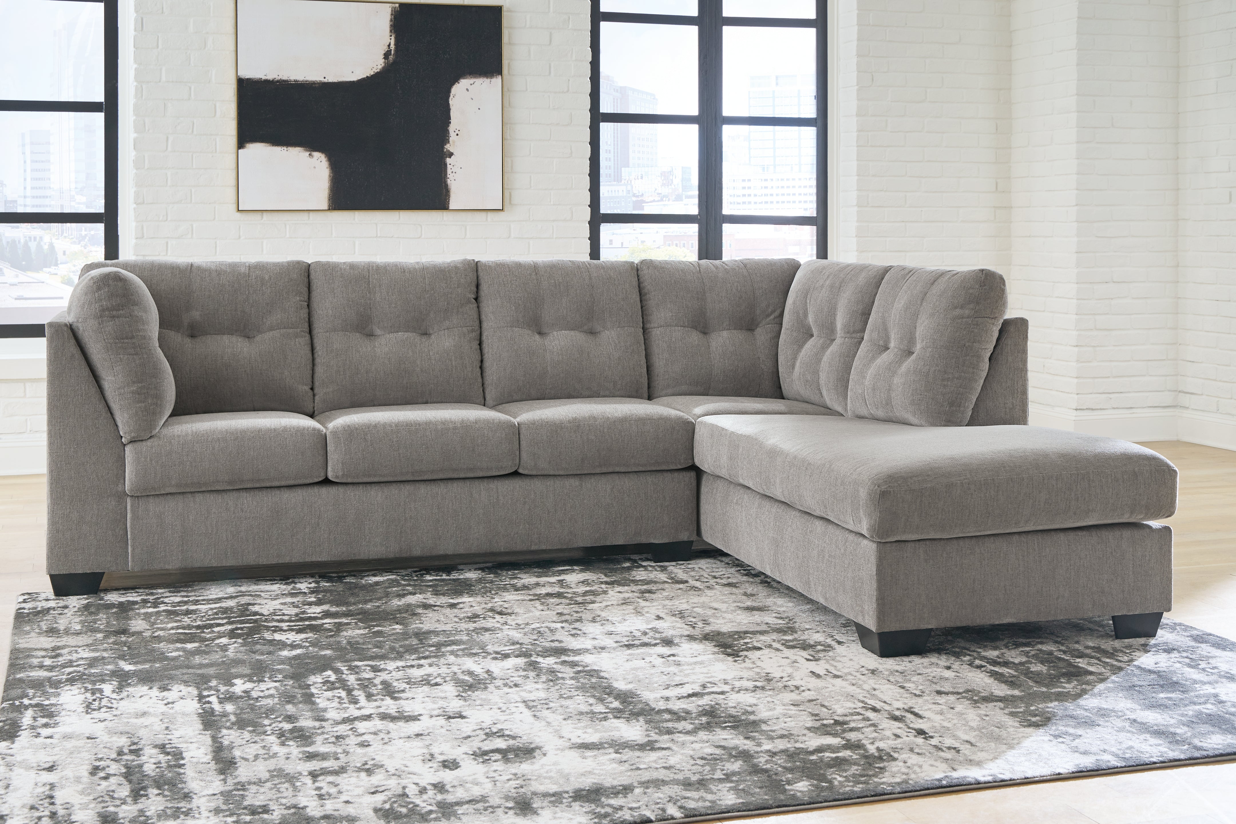Diamond Furniture - Ashley Furniture - Lanelly Sectional - LAF 2-Piece Sectional with Chaise / Alloy - 17504S1