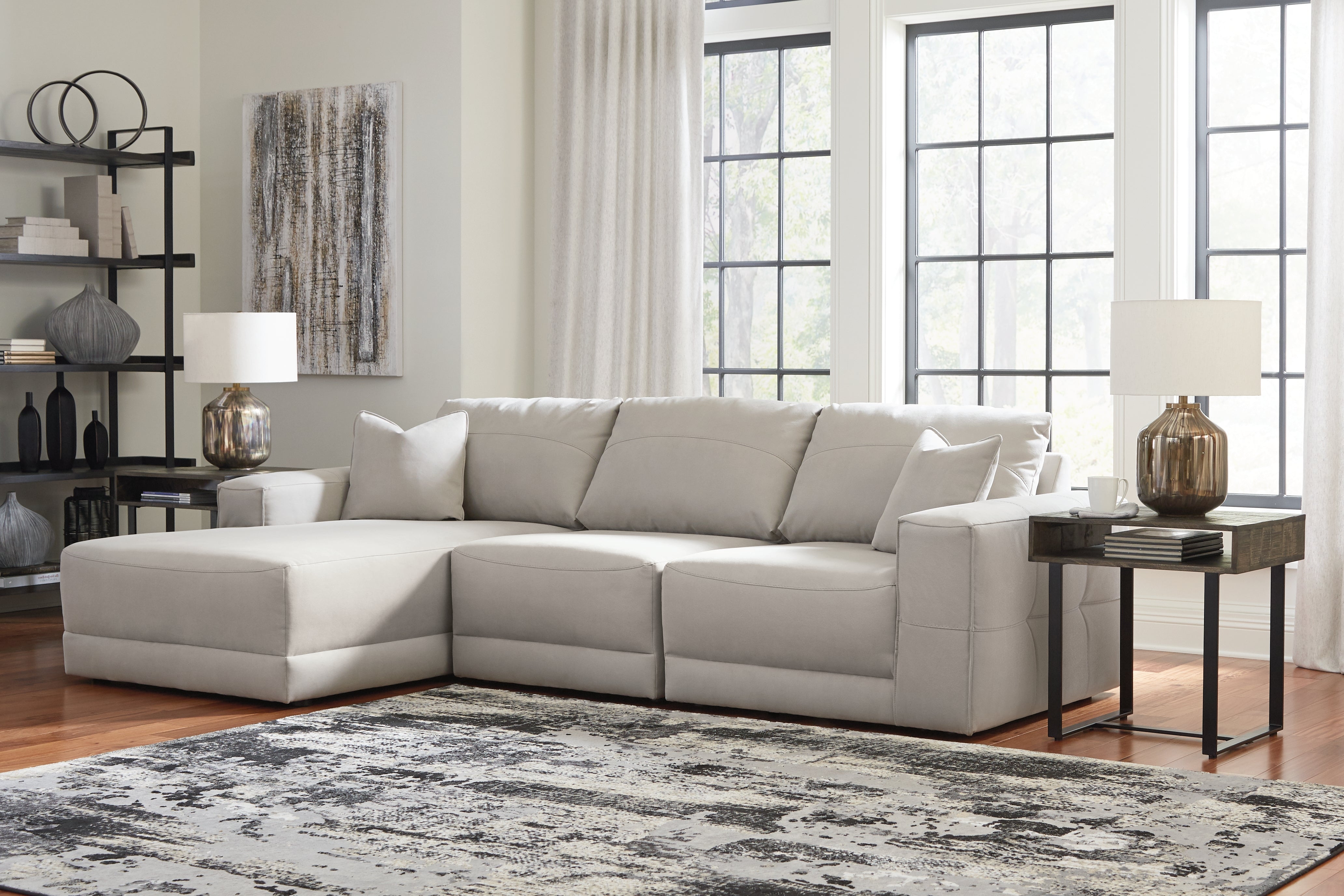 Diamond Furniture - Ashley Furniture - Next-Gen Gaucho 3-Piece Sectional Sofa with Chaise - RAF 3-Piece Sectional Sofa with Chaise / Gray - 18304S1