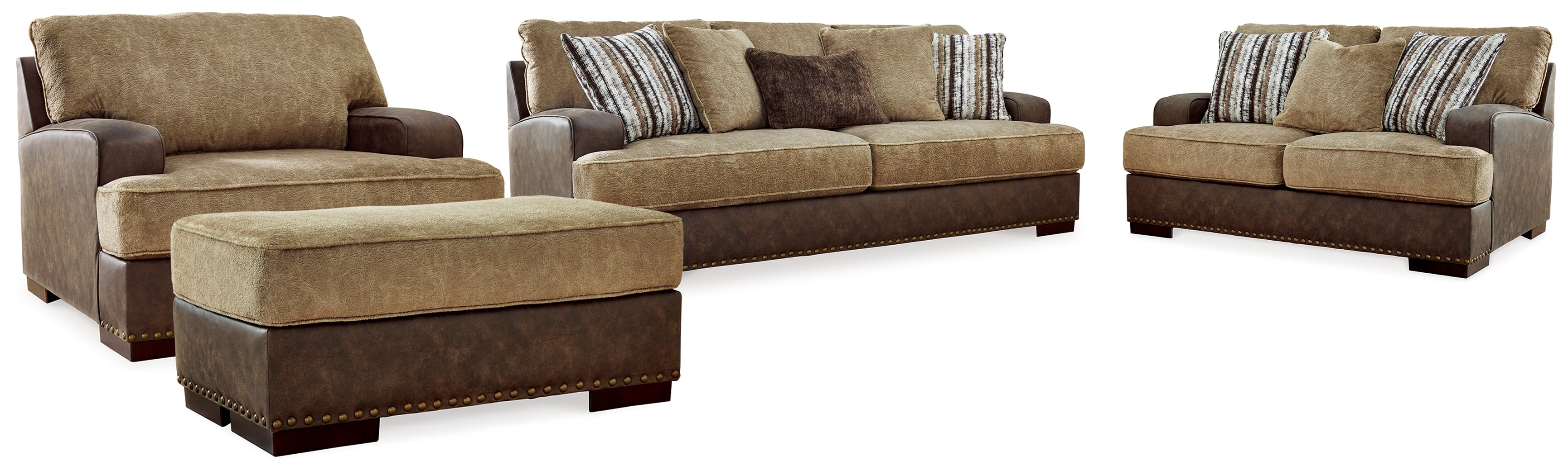 Diamond Furniture - Ashley Furniture - Alesbury Sofa - Sofa, Loveseat, Oversized Chair and Ottoman / Chocolate - 18704U4