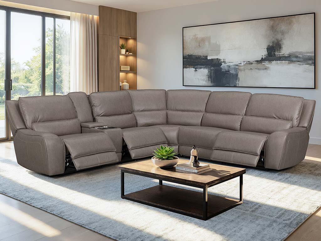Simba Light Grey 6 Piece Power Reclining Sectional