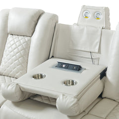 Power Motion Sofa w/ Dropdown and LED Lights, and Power Motion Loveseat in Oyster