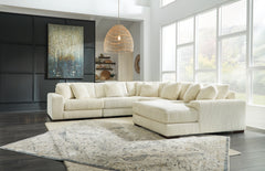 Diamond Furniture - Ashley Furniture - Lindyn 5-Piece Sectional with Chaise - RAF 5-Piece Sectional with Chaise / Ivory - 21104S7