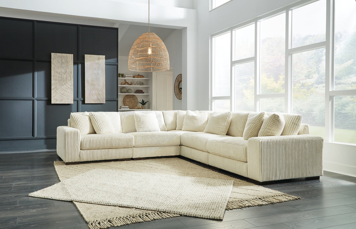 Diamond Furniture - Ashley Furniture - Lindyn 5-Piece Sectional - RAF 5-Piece Sectional / Ivory - 21104S5