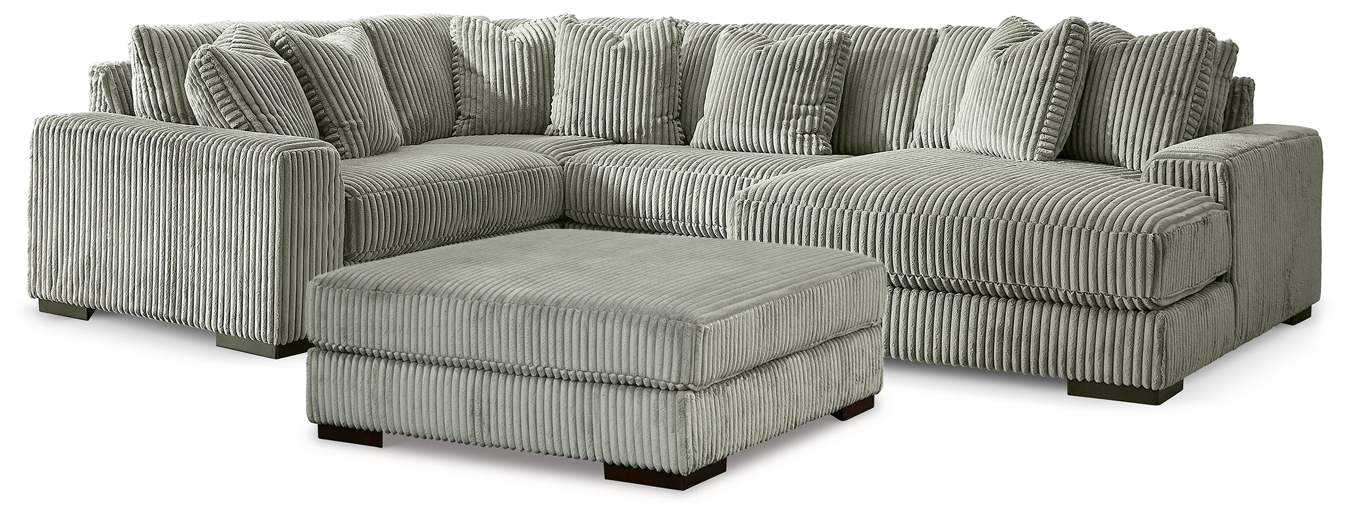 Diamond Furniture - Ashley Furniture - Lindyn 4-Piece Sectional with Chaise and Oversized Accent Ottoman - 4-Piece Sectional with Chaise and Oversized Accent Ottoman - 21105U12