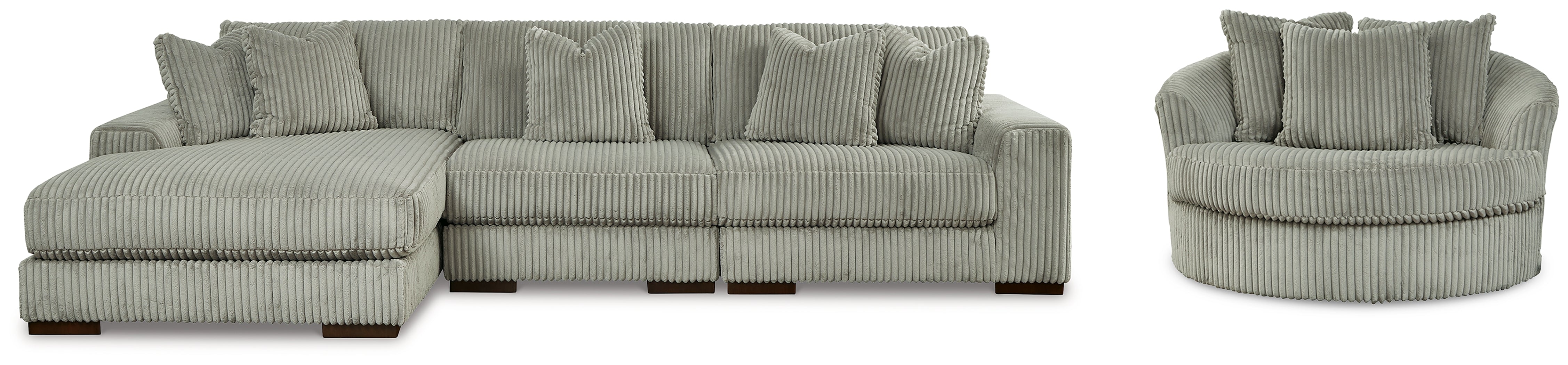 Diamond Furniture - Ashley Furniture - Lindyn 3-Piece Sectional and Oversized Swivel Accent Chair - 3-Piece Sectional and Oversized Swivel Accent Chair - 21105U6