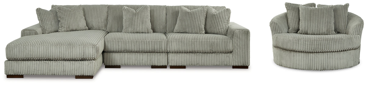 Diamond Furniture - Ashley Furniture - Lindyn 3-Piece Sectional and Oversized Swivel Accent Chair - 3-Piece Sectional and Oversized Swivel Accent Chair - 21105U6