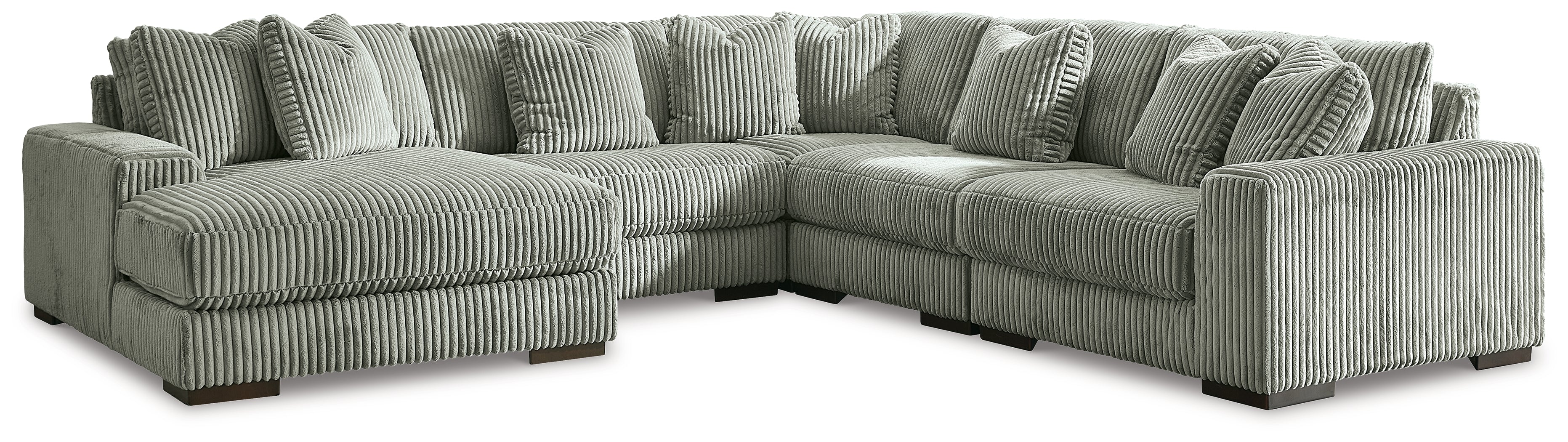 Diamond Furniture - Ashley Furniture - Lindyn 5-Piece Sectional with Chaise - RAF 5-Piece Sectional with Chaise / Fog - 21105S6