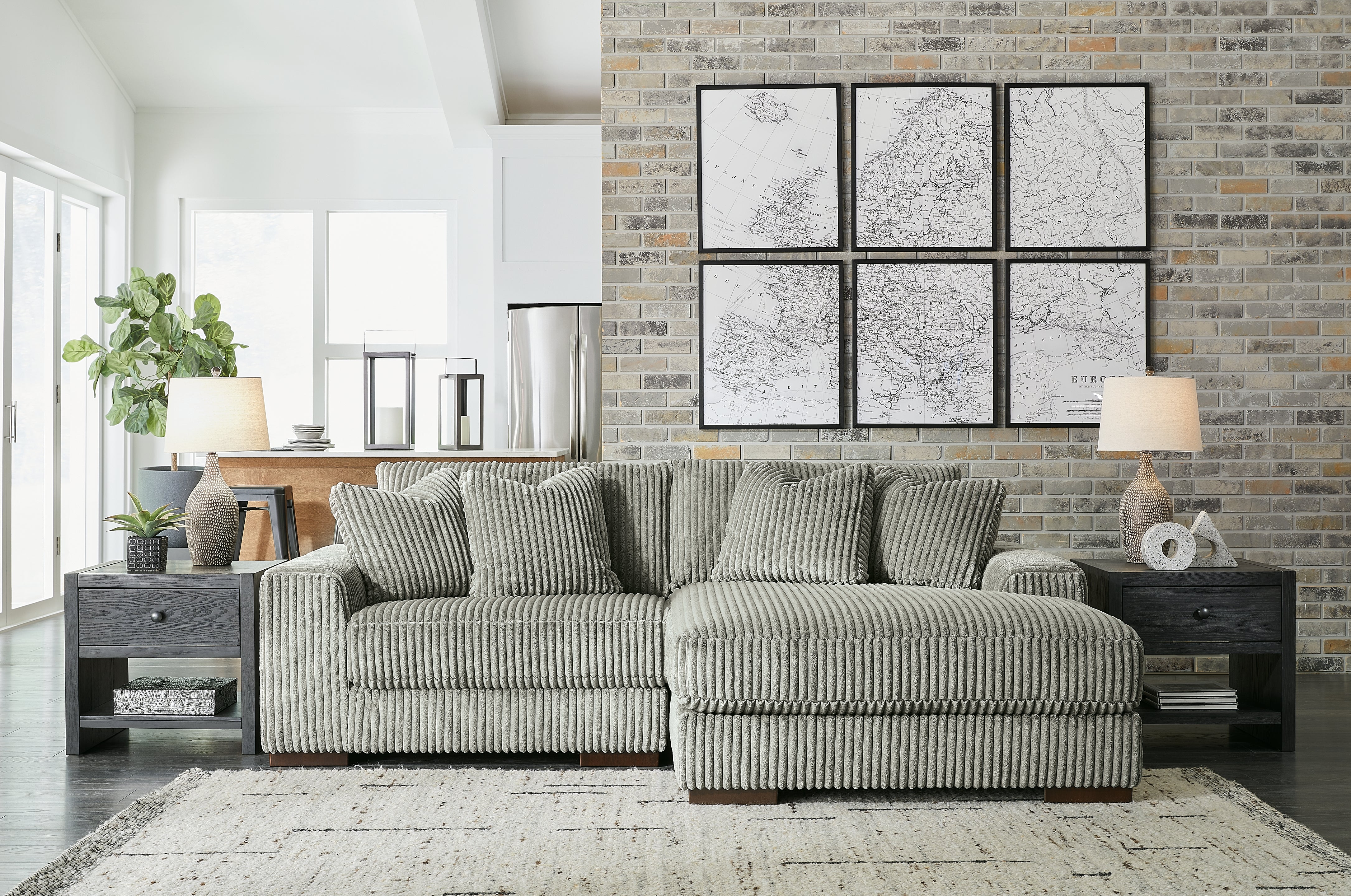 Diamond Furniture - Ashley Furniture - Lindyn 2-Piece Sectional with Chaise - RAF 2-Piece Sectional with Chaise / Fog - 21105S4