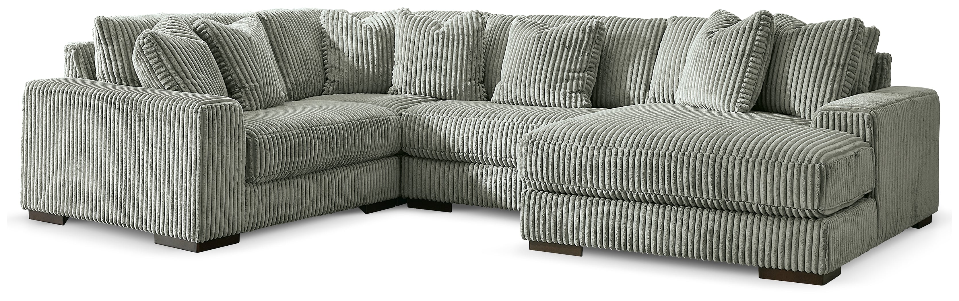 Diamond Furniture - Ashley Furniture - Lindyn 4-Piece Sectional with Chaise - RAF 4-Piece Sectional with Chaise / Fog - 21105S15