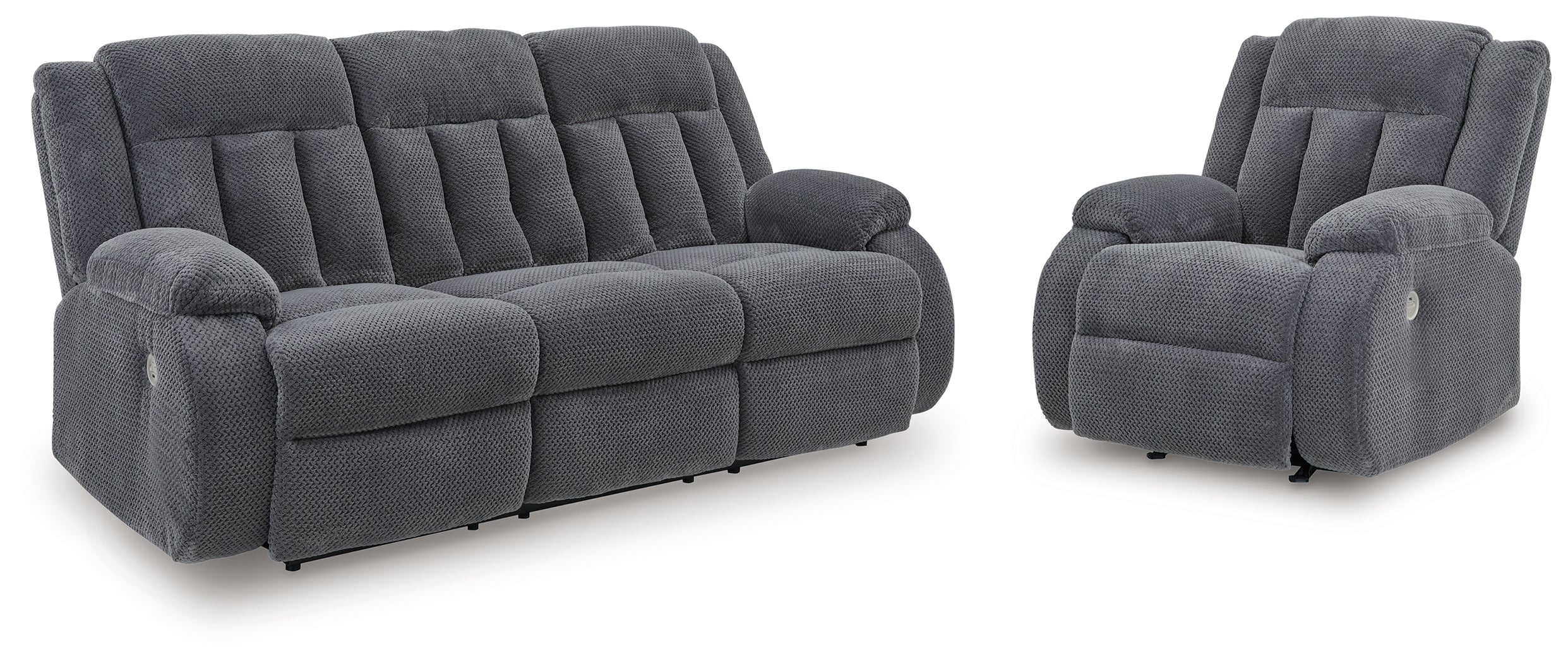 Diamond Furniture - Ashley Furniture - Observation Power Reclining Sofa and Power Recliner - Power Reclining Sofa and Power Recliner / Steel - PC21405U1