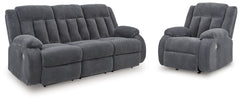 Diamond Furniture - Ashley Furniture - Observation Power Reclining Sofa and Power Recliner - Power Reclining Sofa and Power Recliner / Steel - PC21405U1
