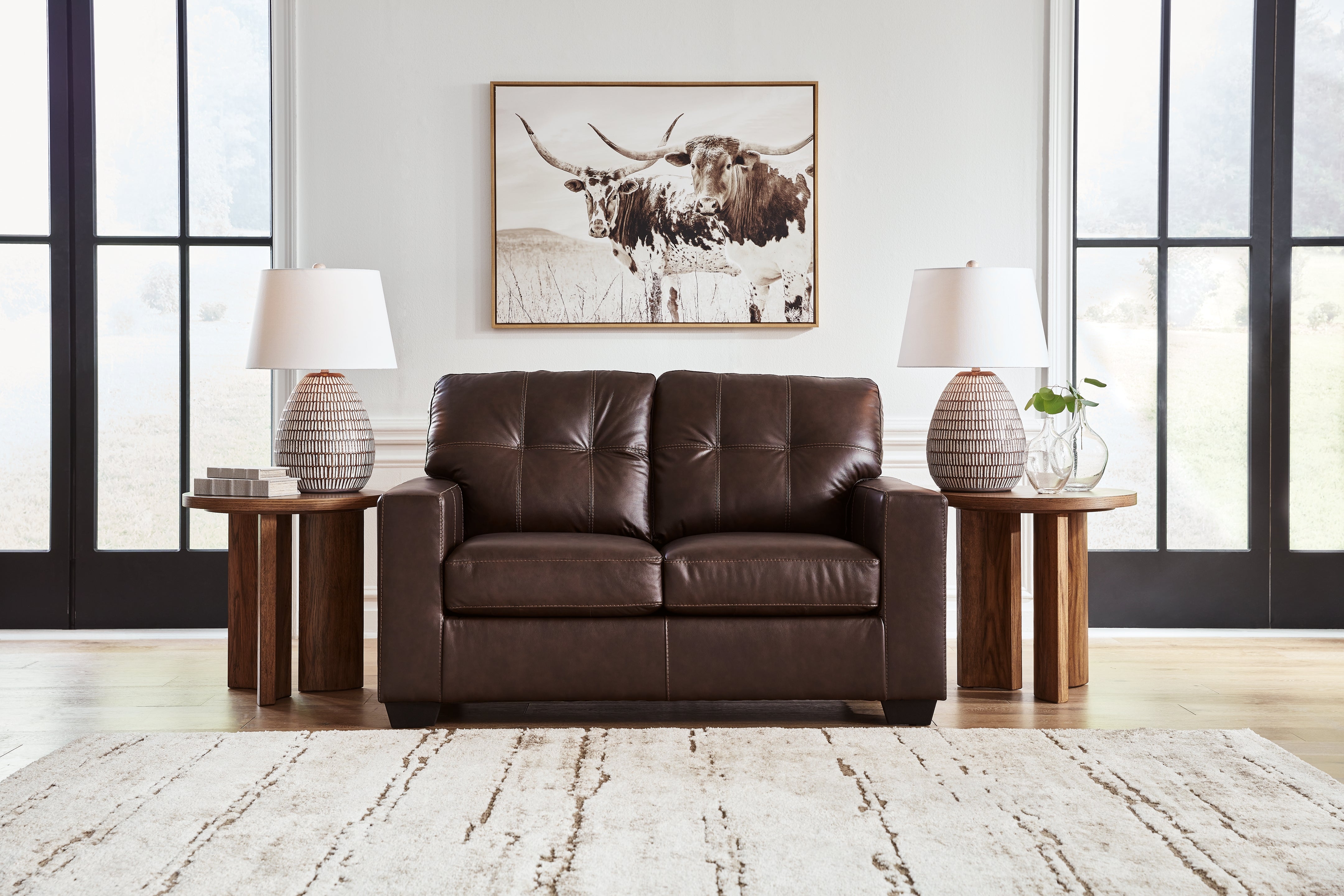 Diamond Furniture - Ashley Furniture - Santorine Living Room - Loveseat / Dark Brown - 2170635