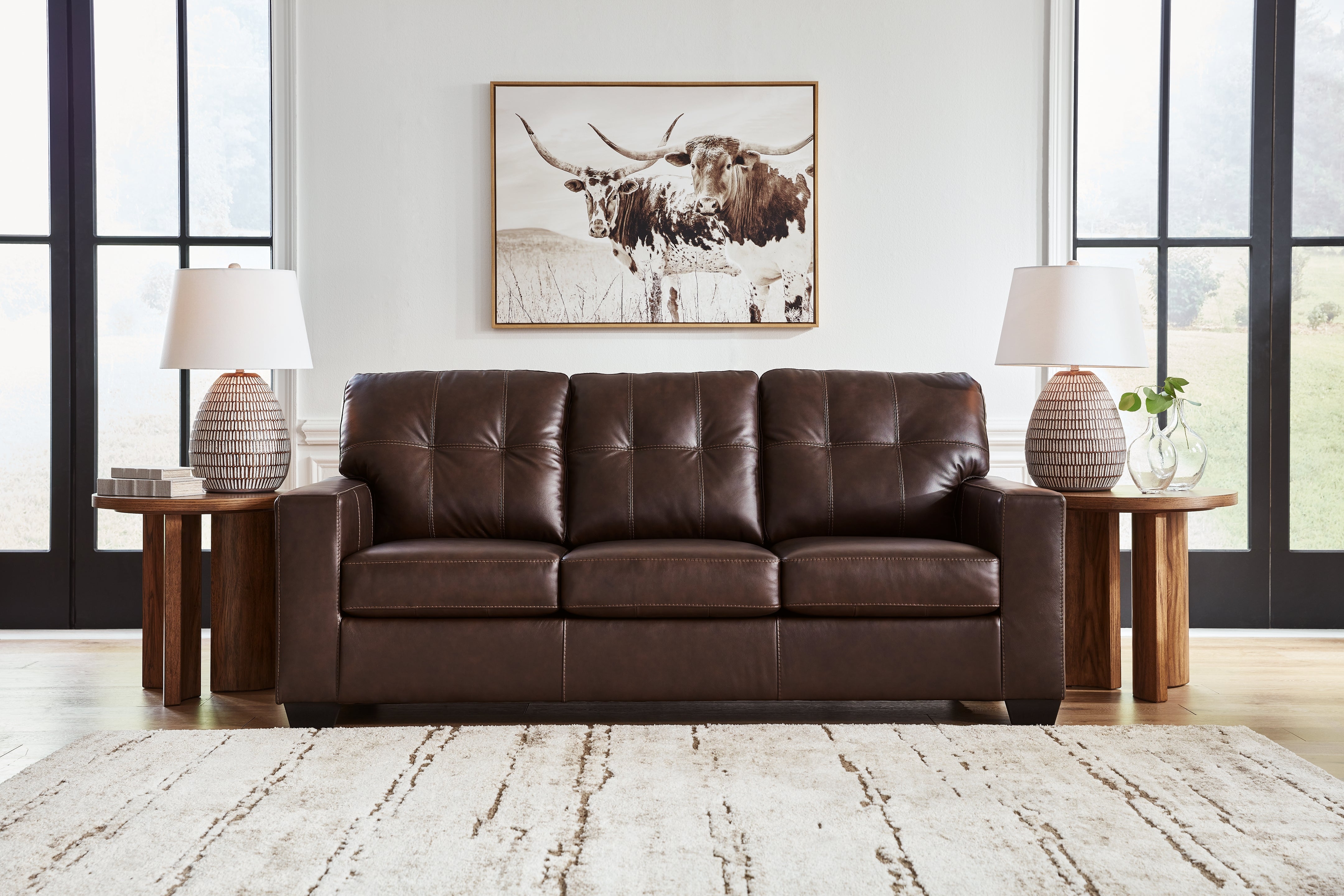 Diamond Furniture - Ashley Furniture - Santorine Living Room - Sofa / Dark Brown - 2170638