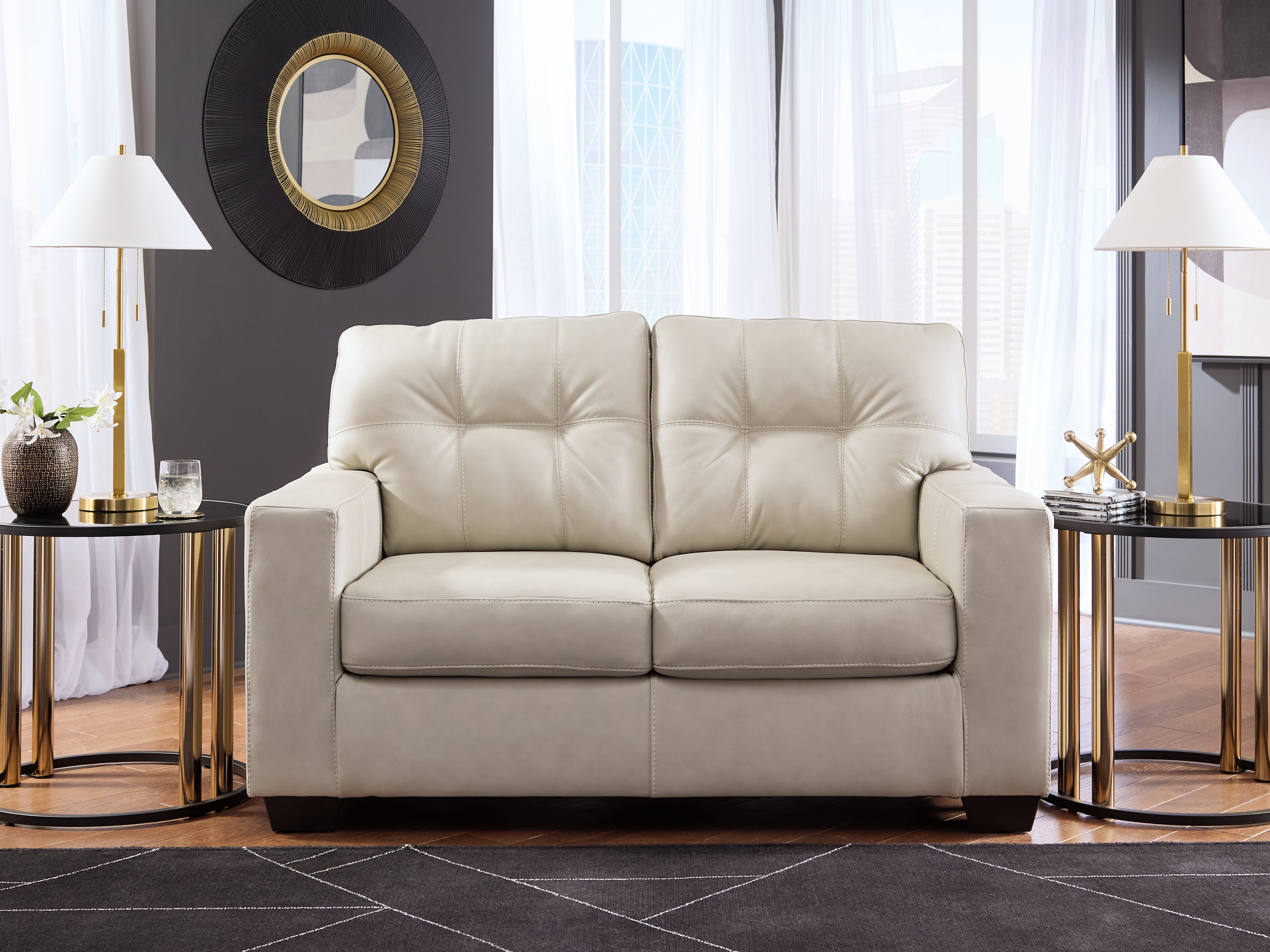 Diamond Furniture - Ashley Furniture - Santorine Living Room - Loveseat / Bone - 2170835