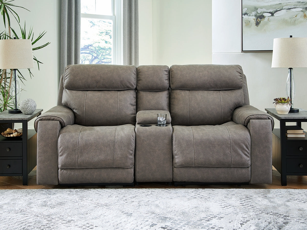 Diamond Furniture - Ashley Furniture - Starbot Sectional - 3-Piece Power Reclining Sectional Loveseat with Console / Fossil - 23501S2
