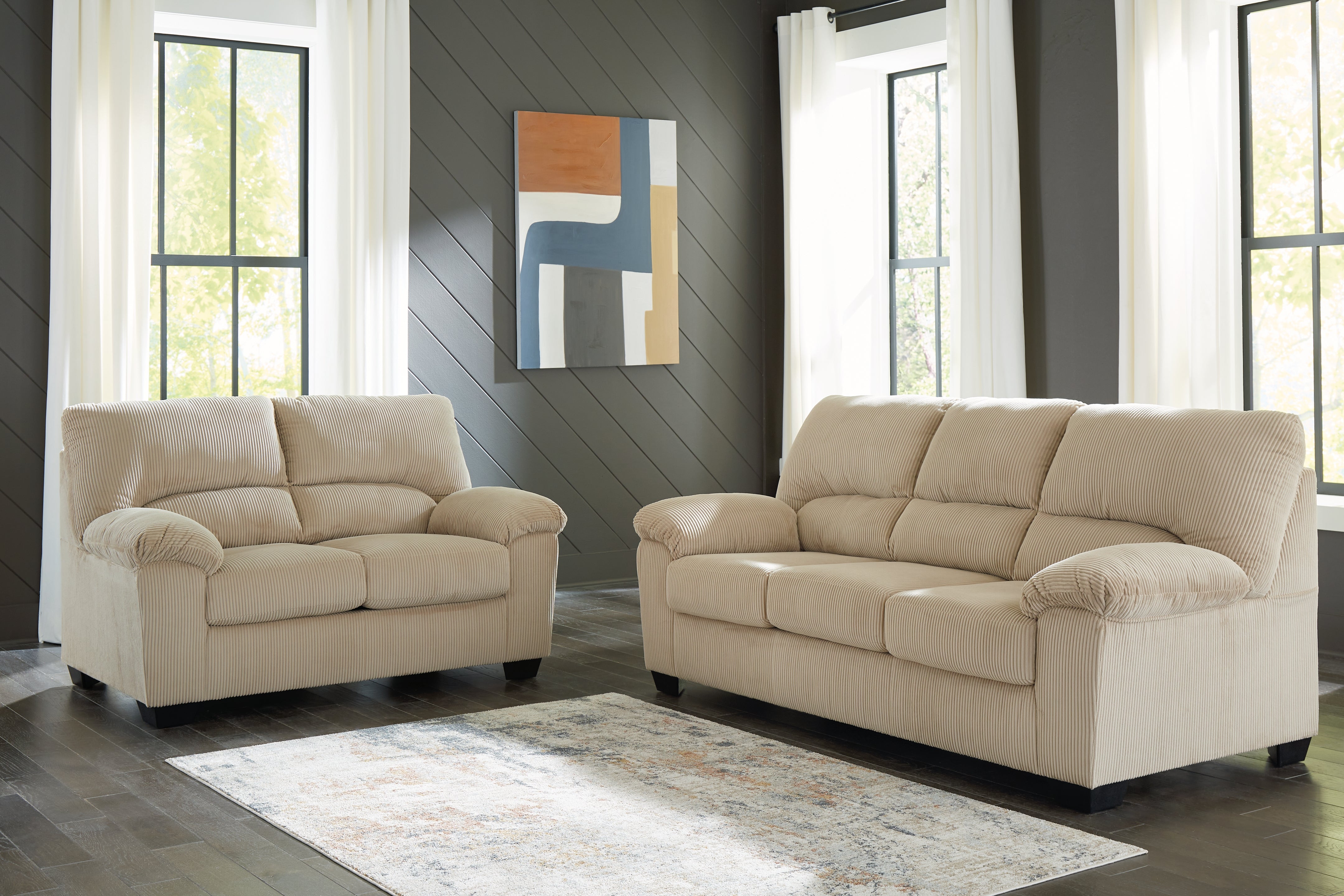 Diamond Furniture - Ashley Furniture - SimpleJoy Sofa and Loveseat - Sofa and Loveseat / Sand - 24203U1
