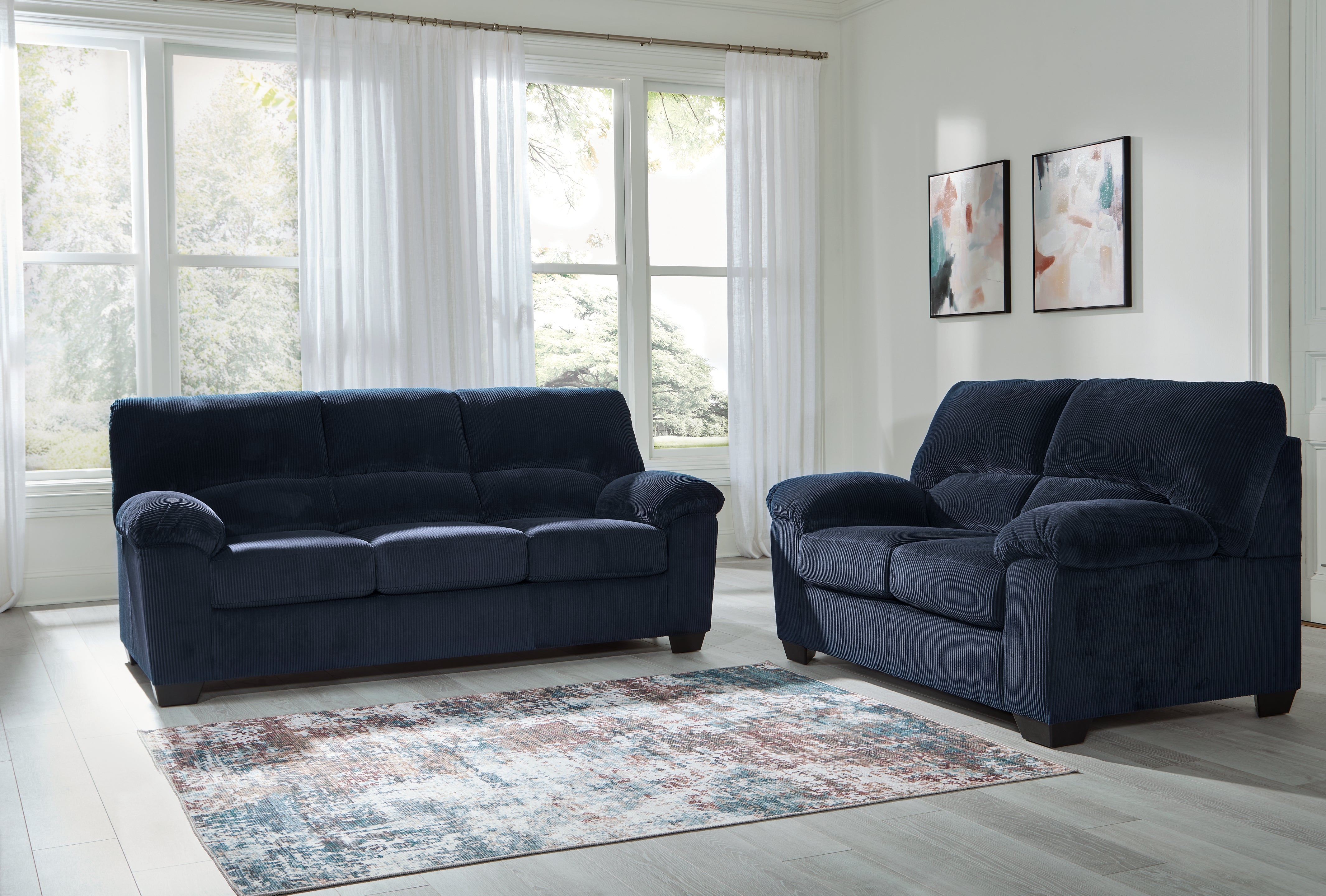 Diamond Furniture - Ashley Furniture - SimpleJoy Sofa and Loveseat - Sofa and Loveseat / Navy - 24205U1