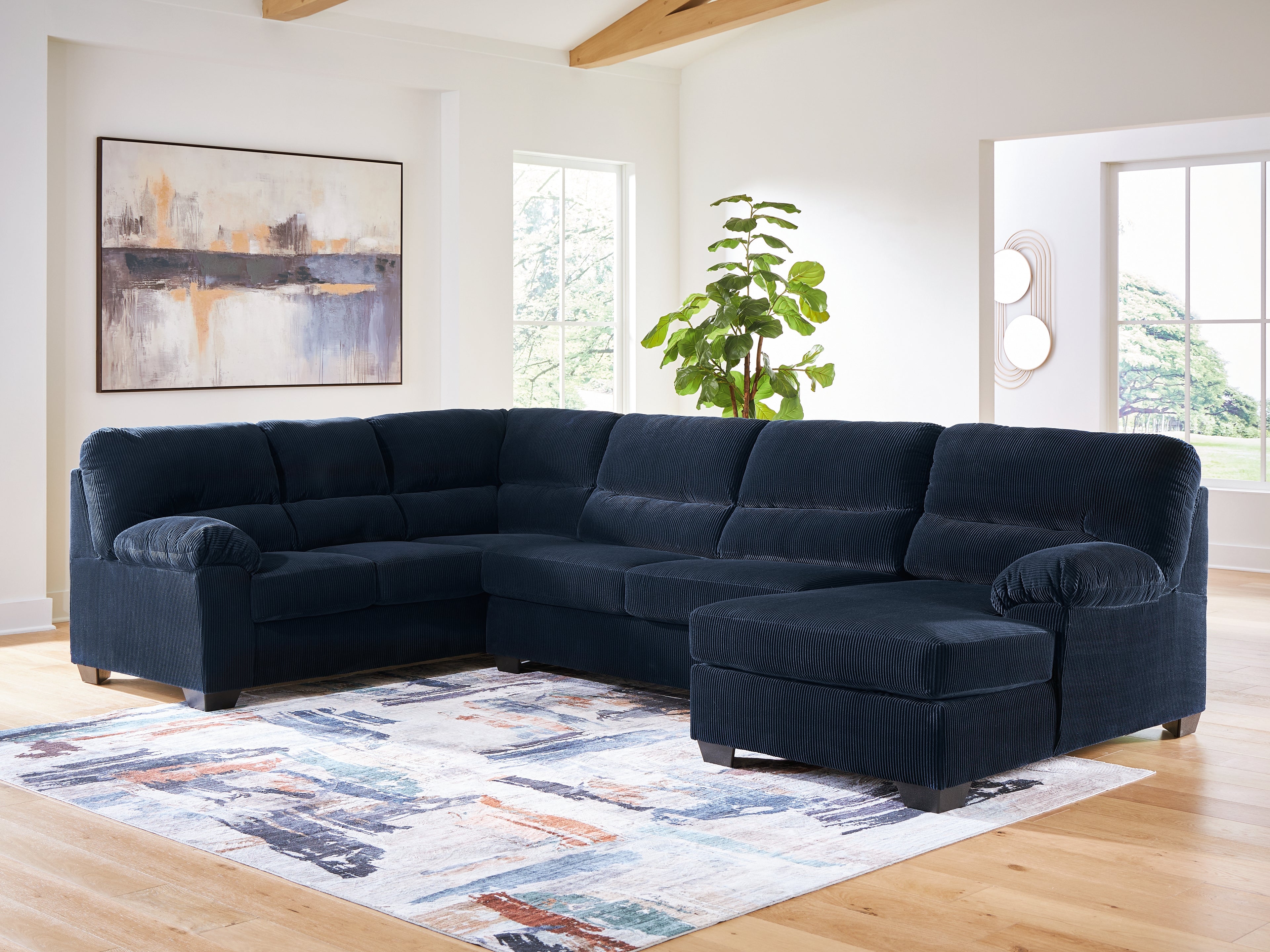 Diamond Furniture - Ashley Furniture - SimpleJoy 3-Piece Sectional with Chaise - LAF 3-Piece Sectional with Chaise / Navy - 24205S2