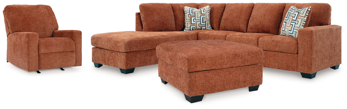 Diamond Furniture - Ashley Furniture - Aviemore 2-Piece Sectional with Chaise, Recliner and Ottoman - 2-Piece Sectional with Chaise, Recliner and Ottoman - 24304U3