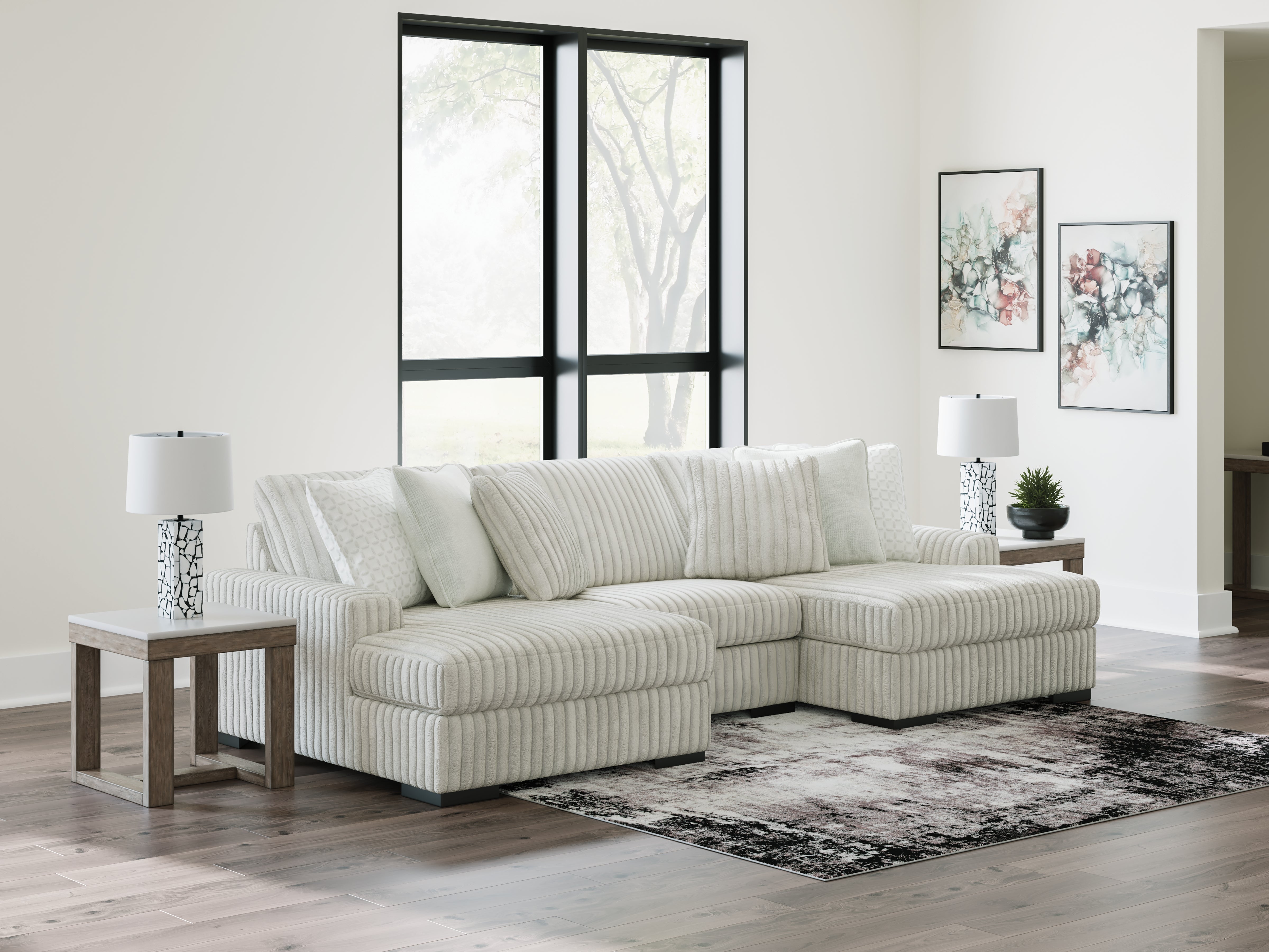 Diamond Furniture - Ashley Furniture - Stupendous Sectional - RAF 3-Piece Sectional with Double Chaise / Alloy - 25903S4
