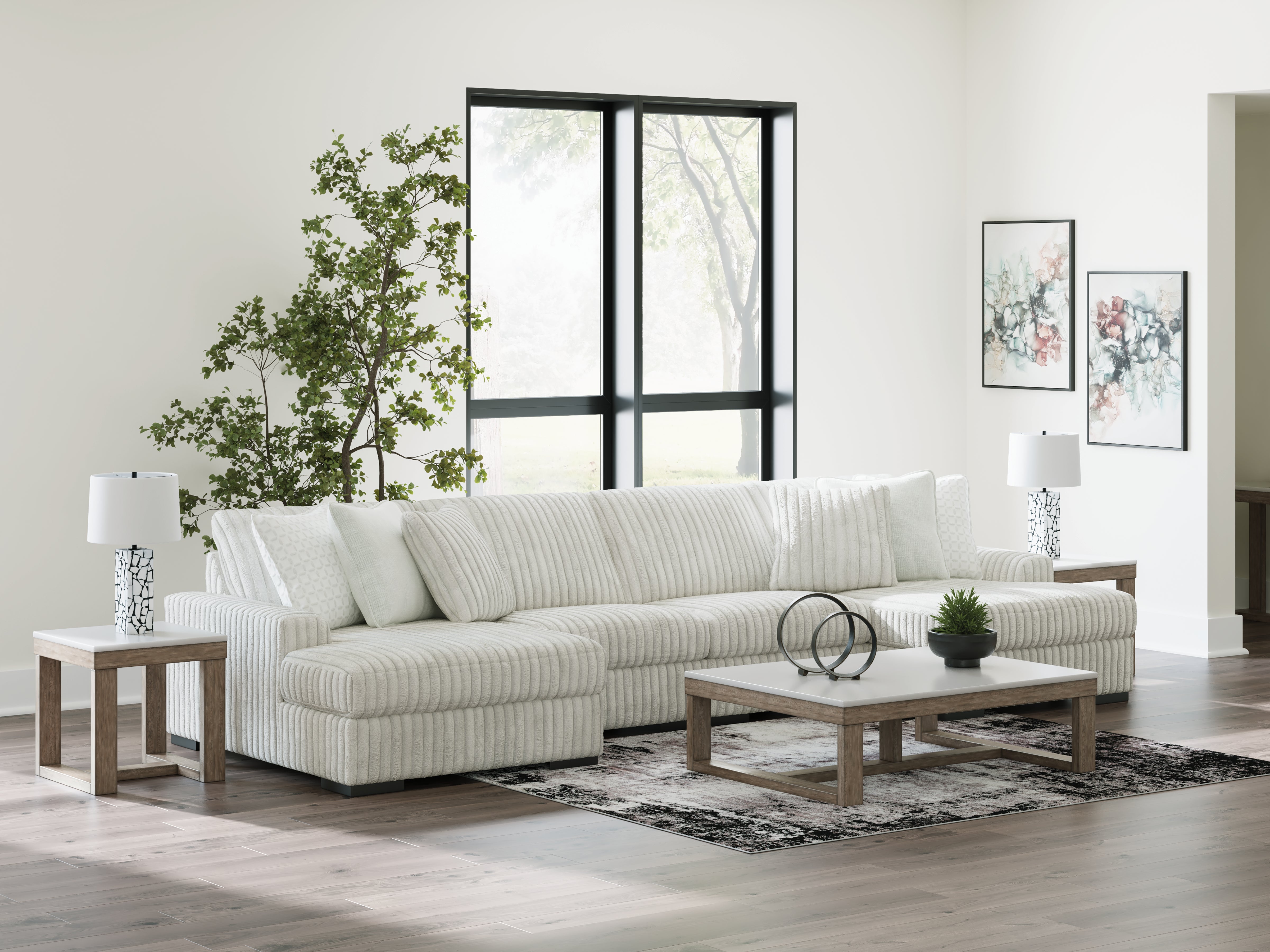 Diamond Furniture - Ashley Furniture - Stupendous Sectional - RAF 4-Piece Sectional with Double Chaise / Alloy - 25903S5