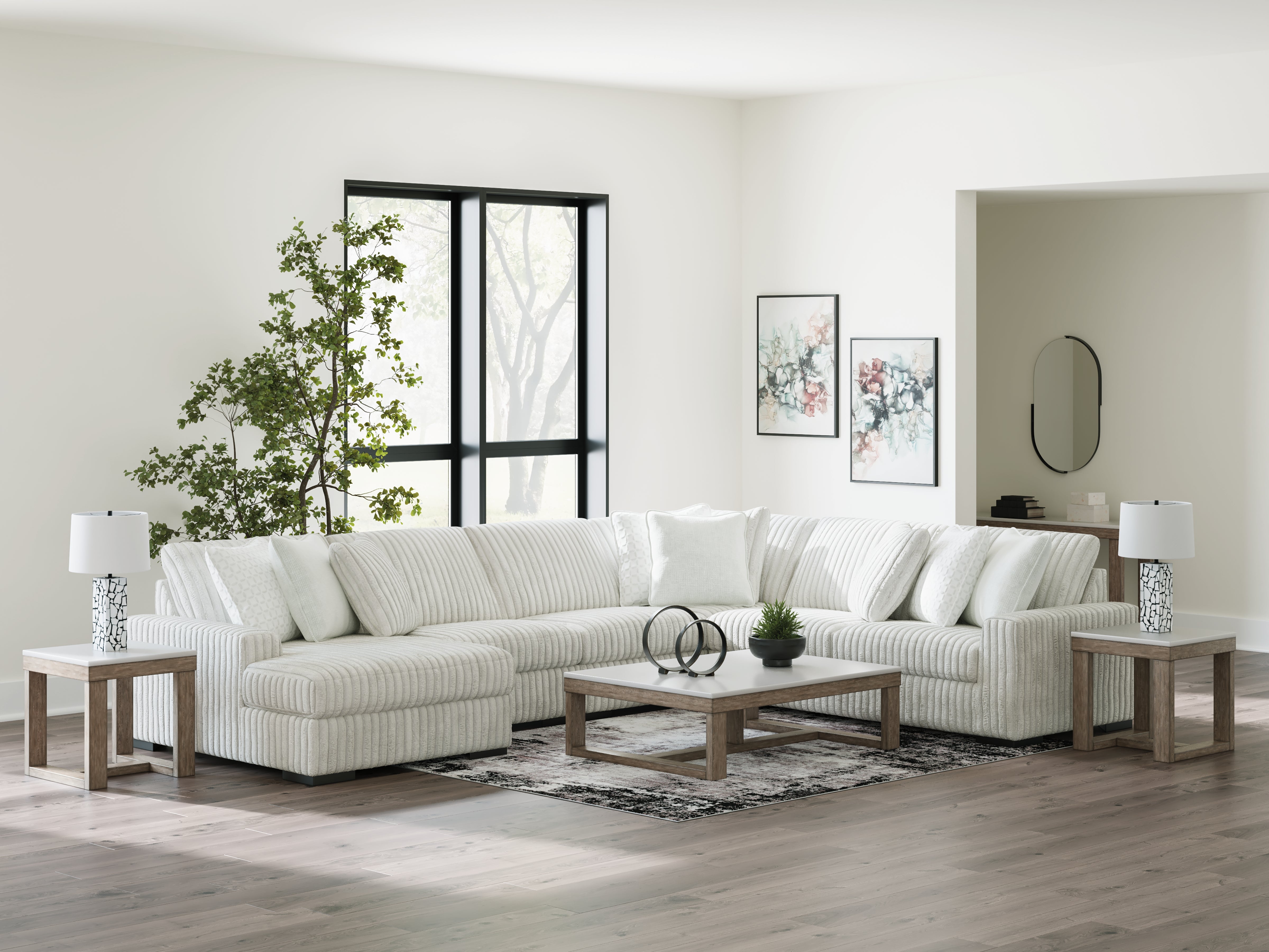 Diamond Furniture - Ashley Furniture - Stupendous Sectional - RAF 5-Piece Sectional with Chaise / Alloy - 25903S8