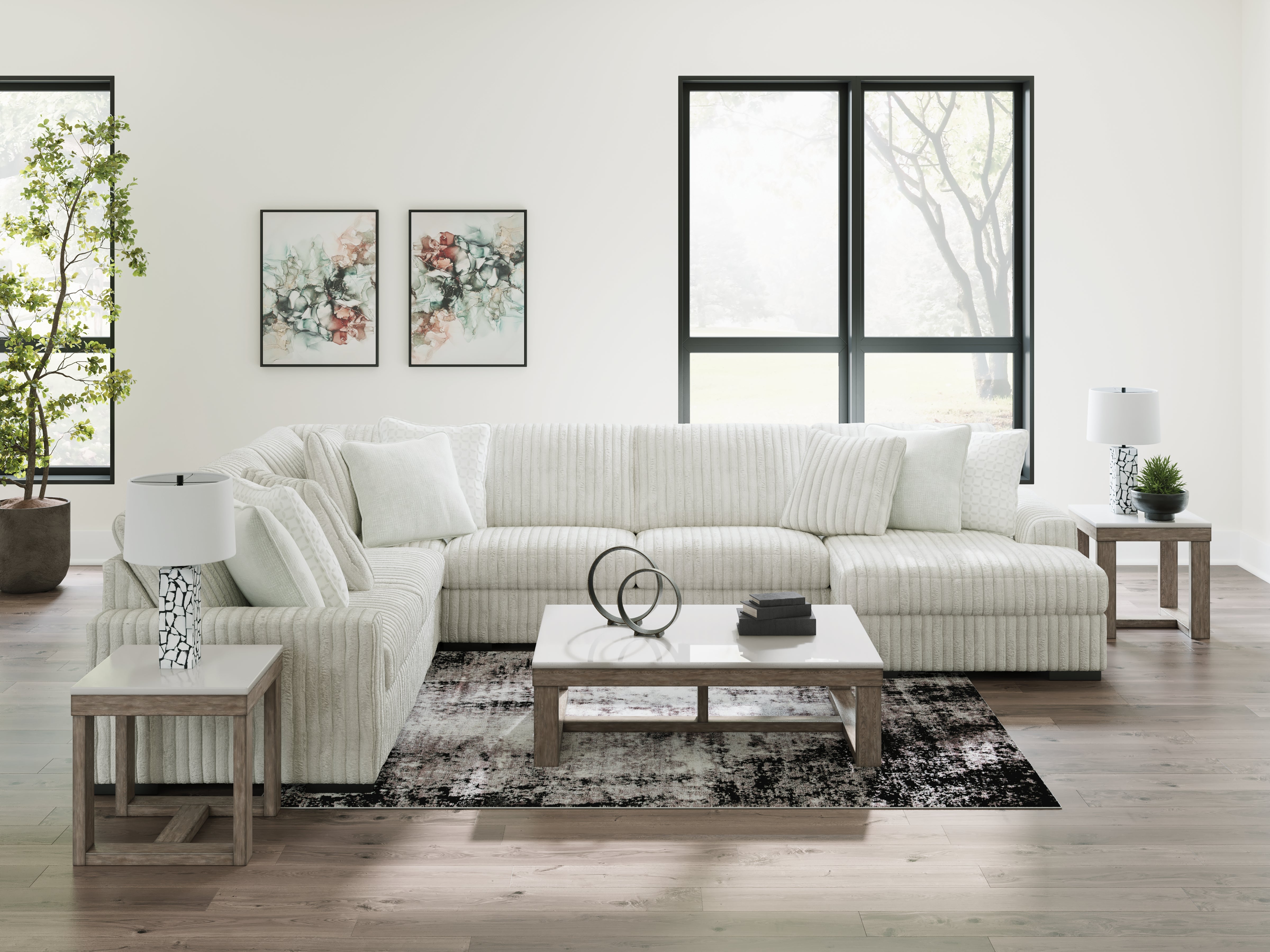 Diamond Furniture - Ashley Furniture - Stupendous Sectional - LAF 5-Piece Sectional with Chaise / Alloy - 25903S9