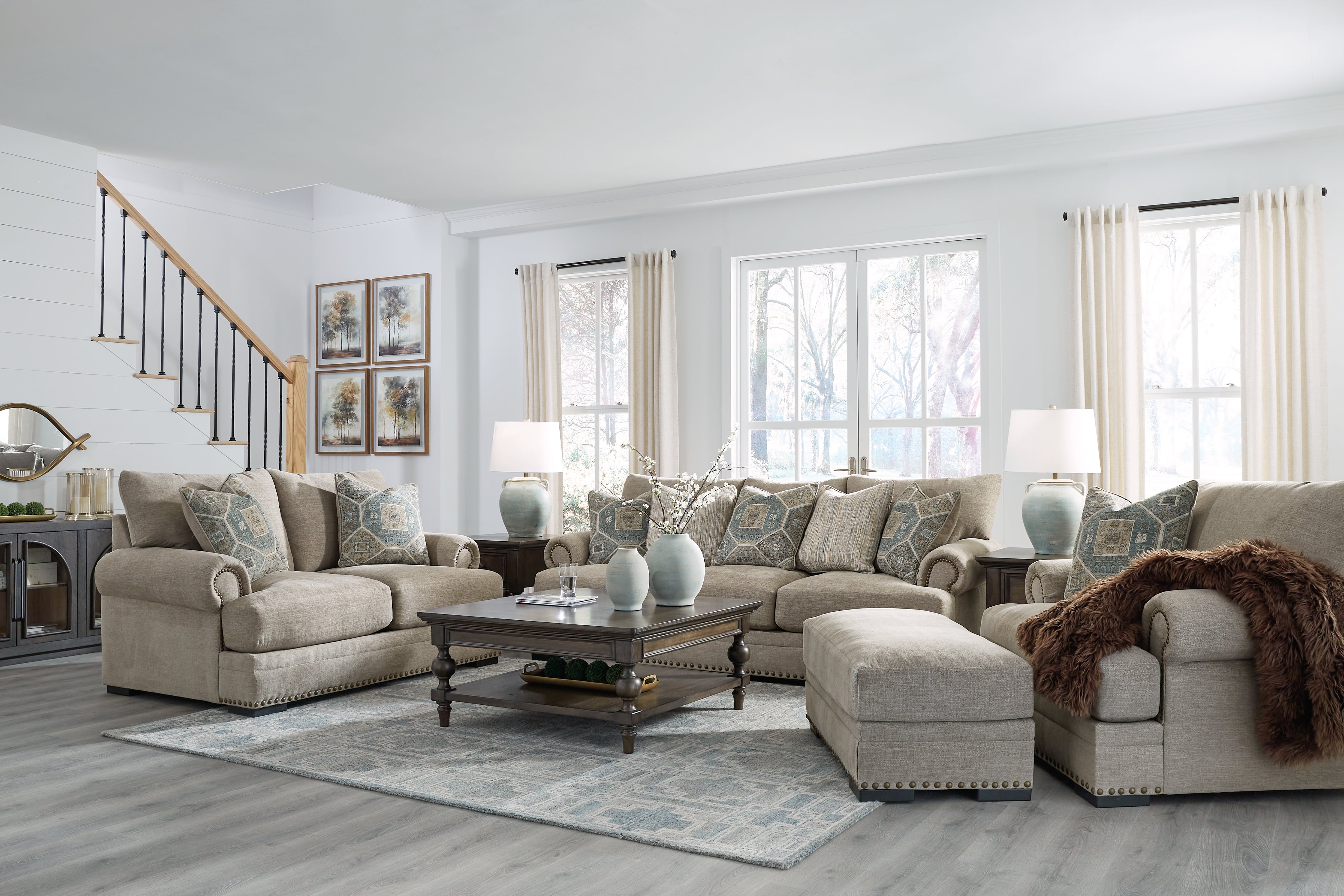 Diamond Furniture - Ashley Furniture - Galemore Sofa - Sofa, Loveseat, Oversized Chair and Ottoman / Quarry - 27004U3