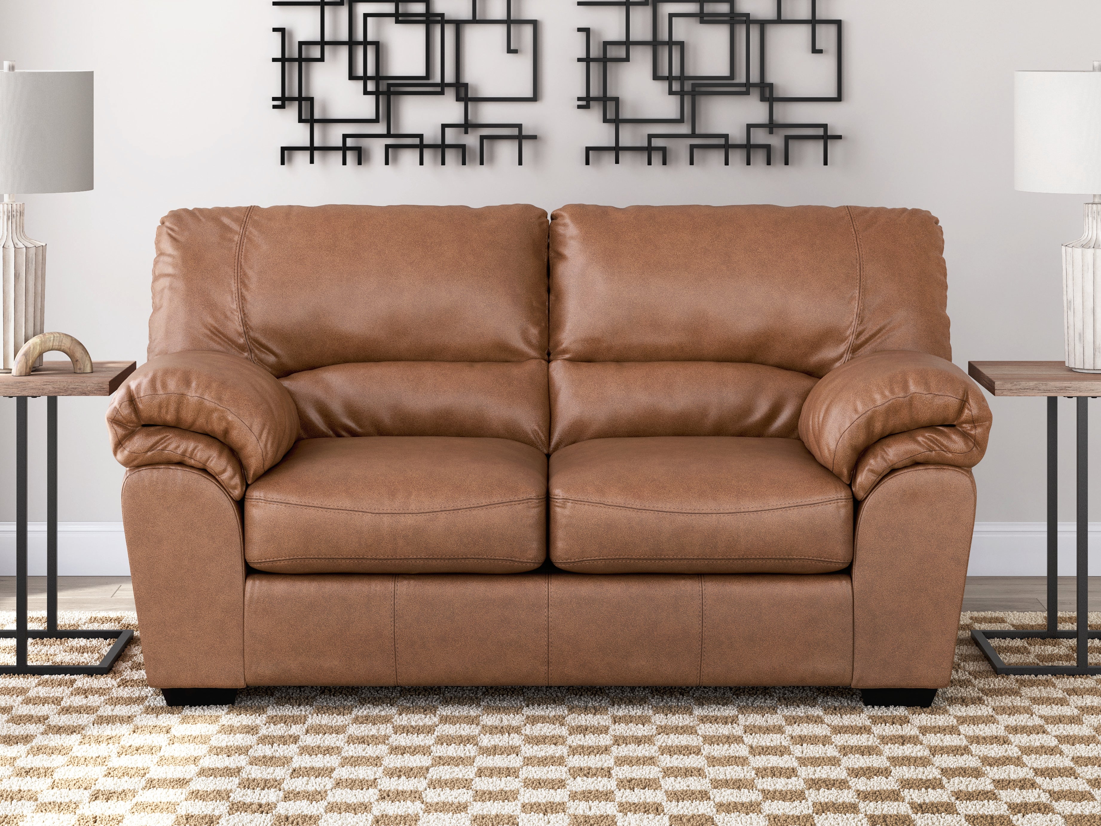 Diamond Furniture - Ashley Furniture - WillowBend Living Room - Loveseat / Caramel - PC2770435