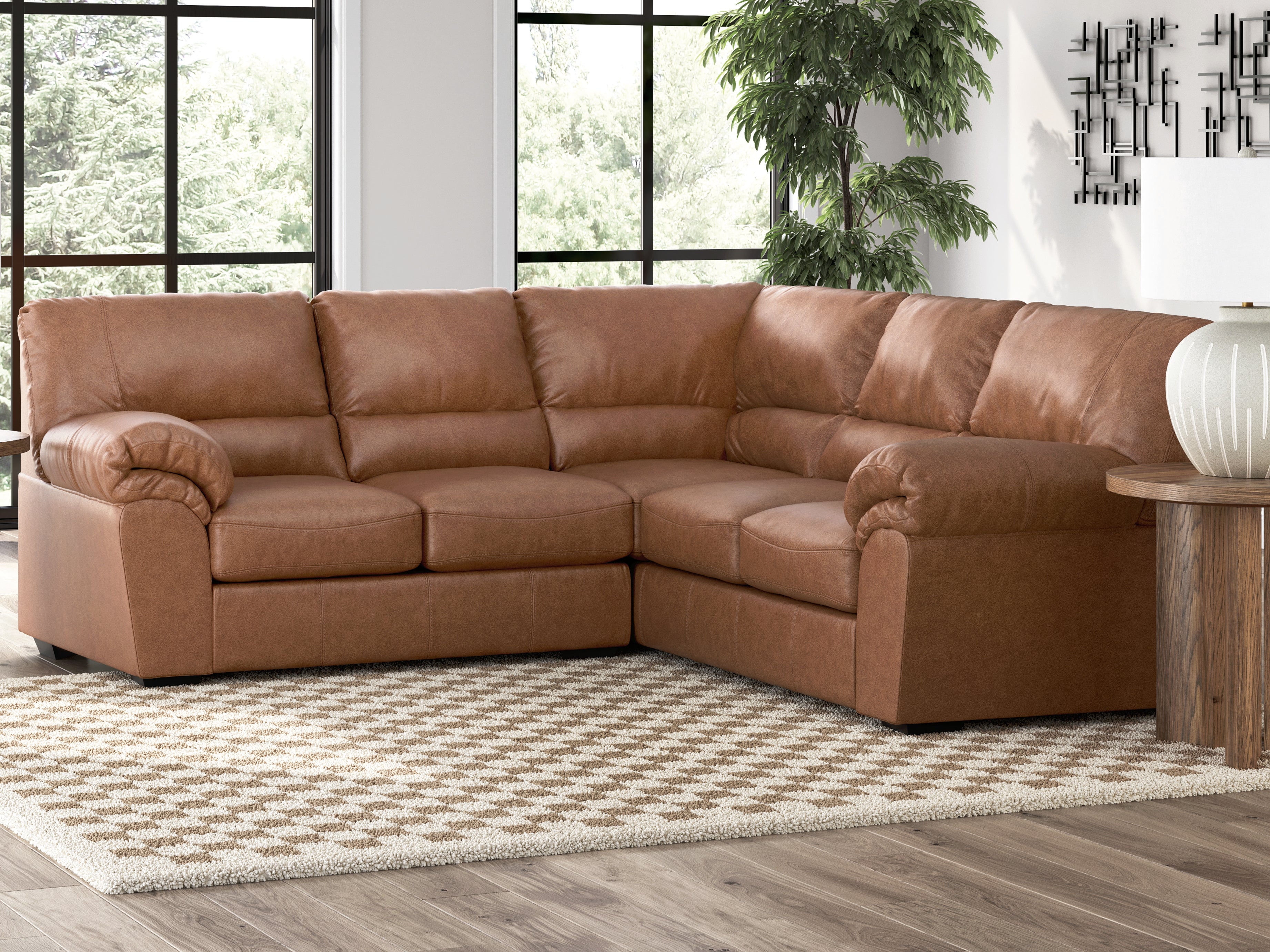 Diamond Furniture - Ashley Furniture - WillowBend Sectional - RAF 2-Piece Sectional / Caramel - PC27704S1