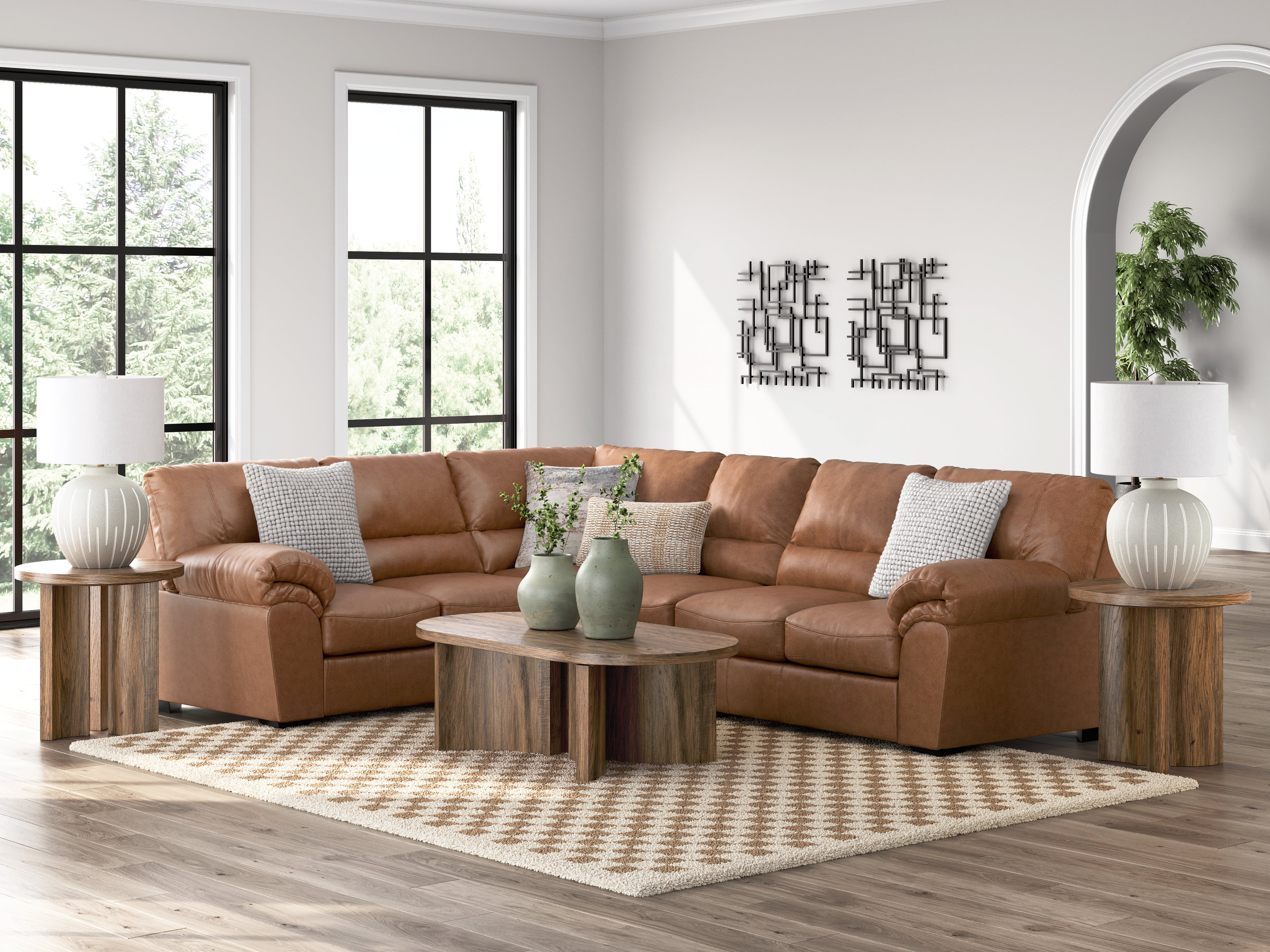 Diamond Furniture - Ashley Furniture - WillowBend Sectional - LAF 3-Piece Sectional / Caramel - PC27704S4