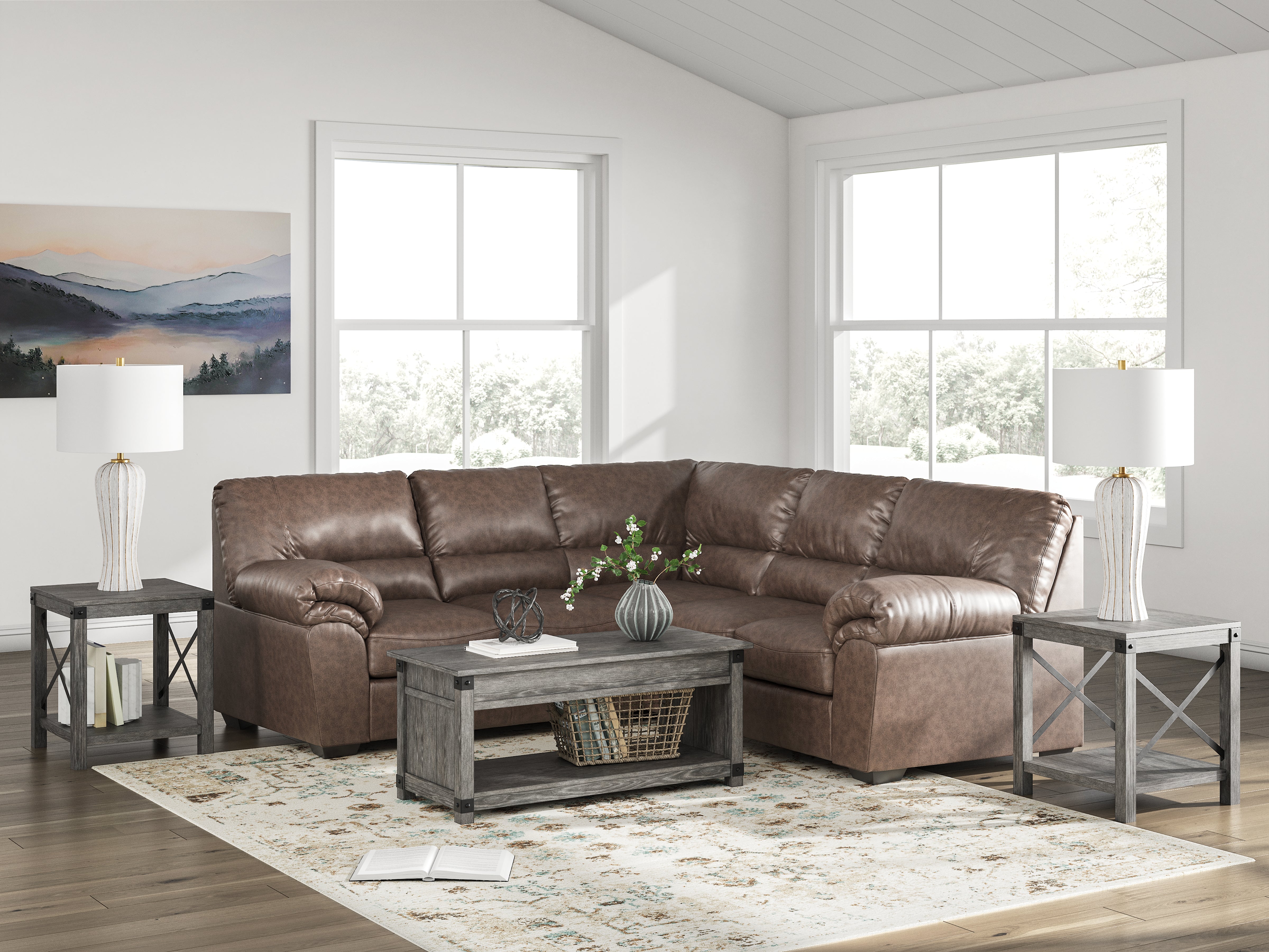Diamond Furniture - Ashley Furniture - WillowBend Sectional - RAF 2-Piece Sectional / Umber - PC27705S1