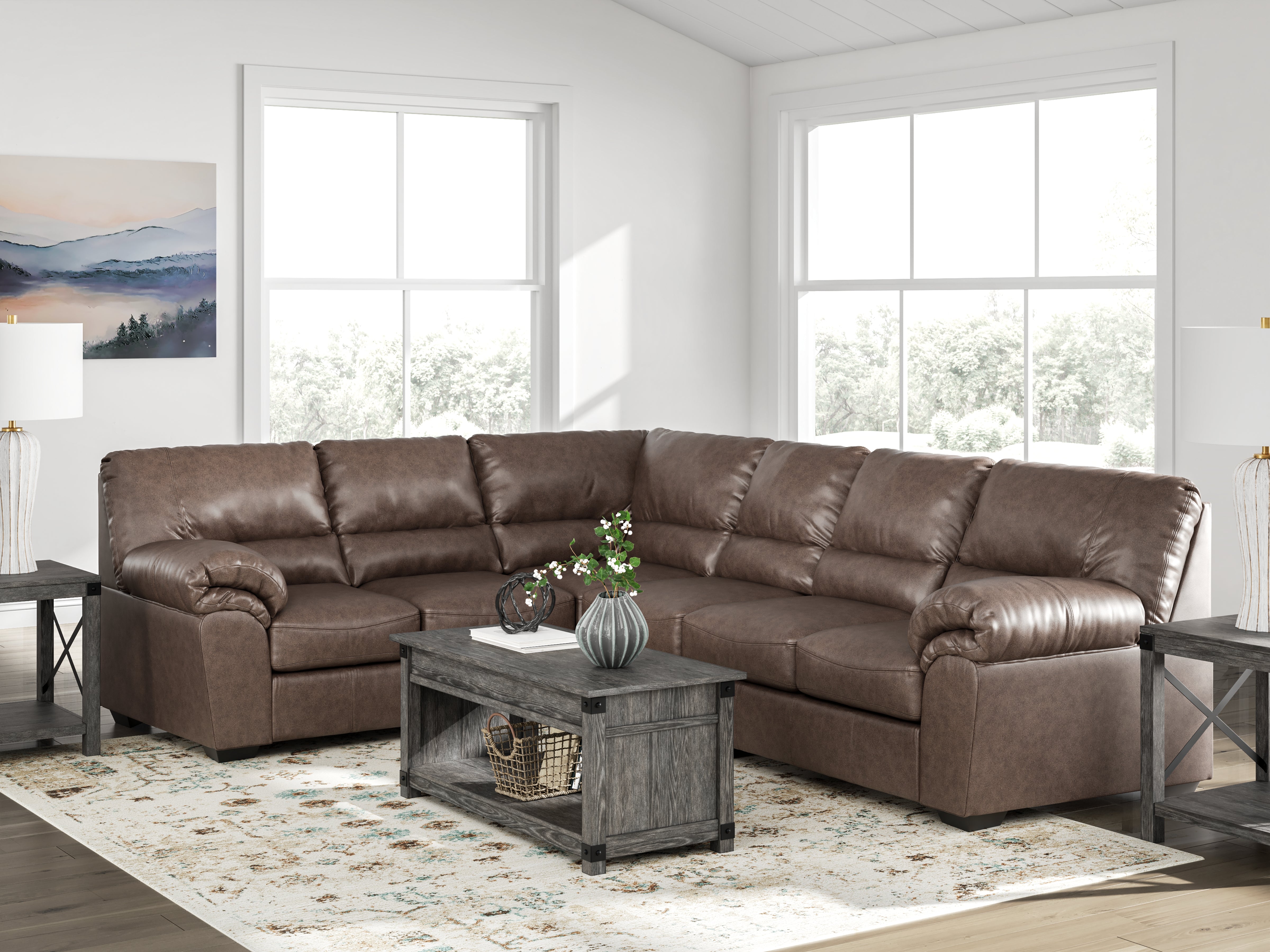 Diamond Furniture - Ashley Furniture - WillowBend Sectional - LAF 3-Piece Sectional / Umber - PC27705S4