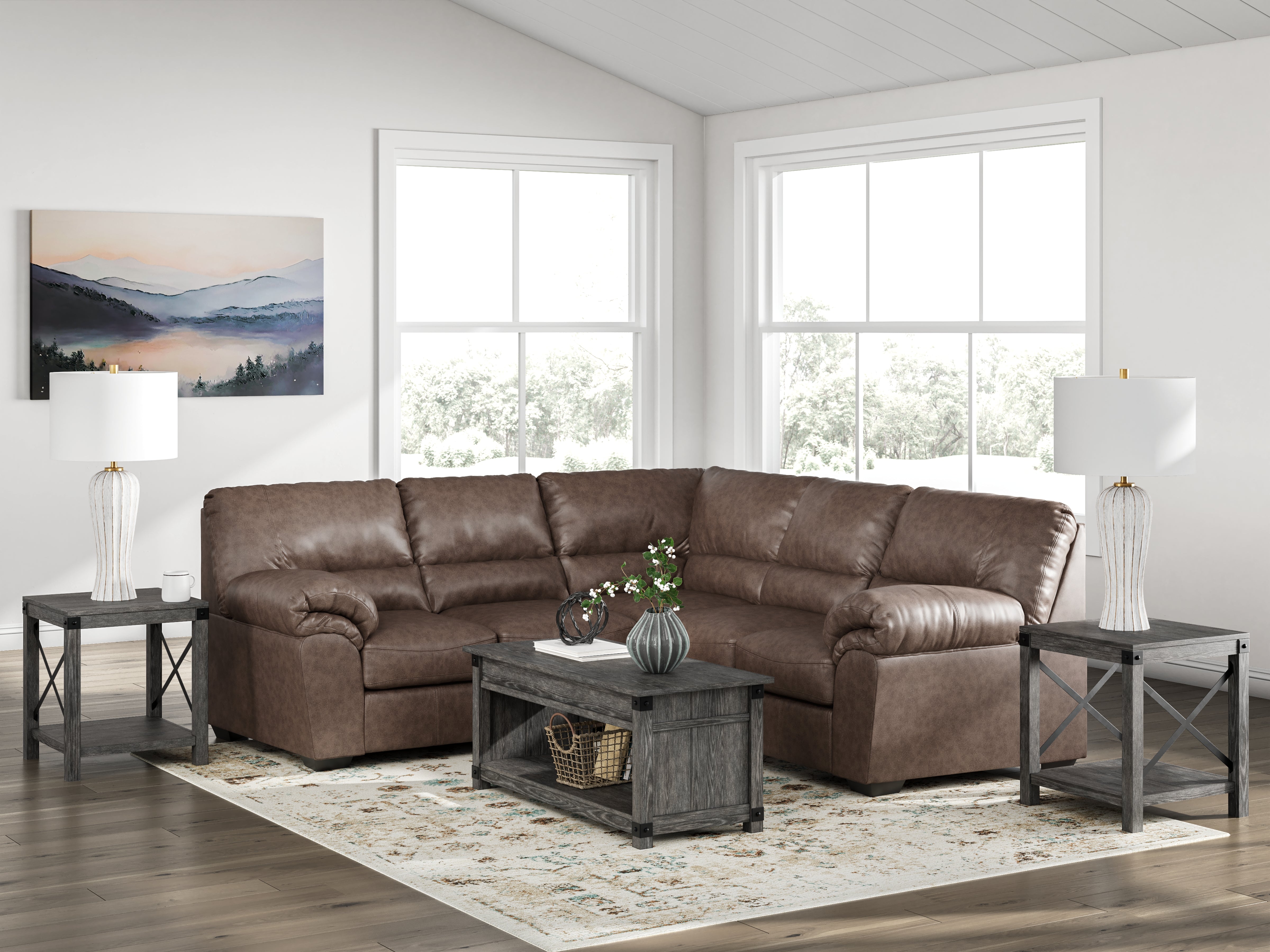 Diamond Furniture - Ashley Furniture - WillowBend Sectional - LAF 2-Piece Sectional / Umber - PC27705S2
