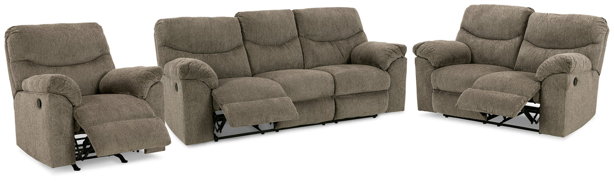 Diamond Furniture - Ashley Furniture - Alphons Reclining Sofa, Loveseat and Recliner - Reclining Sofa, Loveseat and Recliner - 28201U2