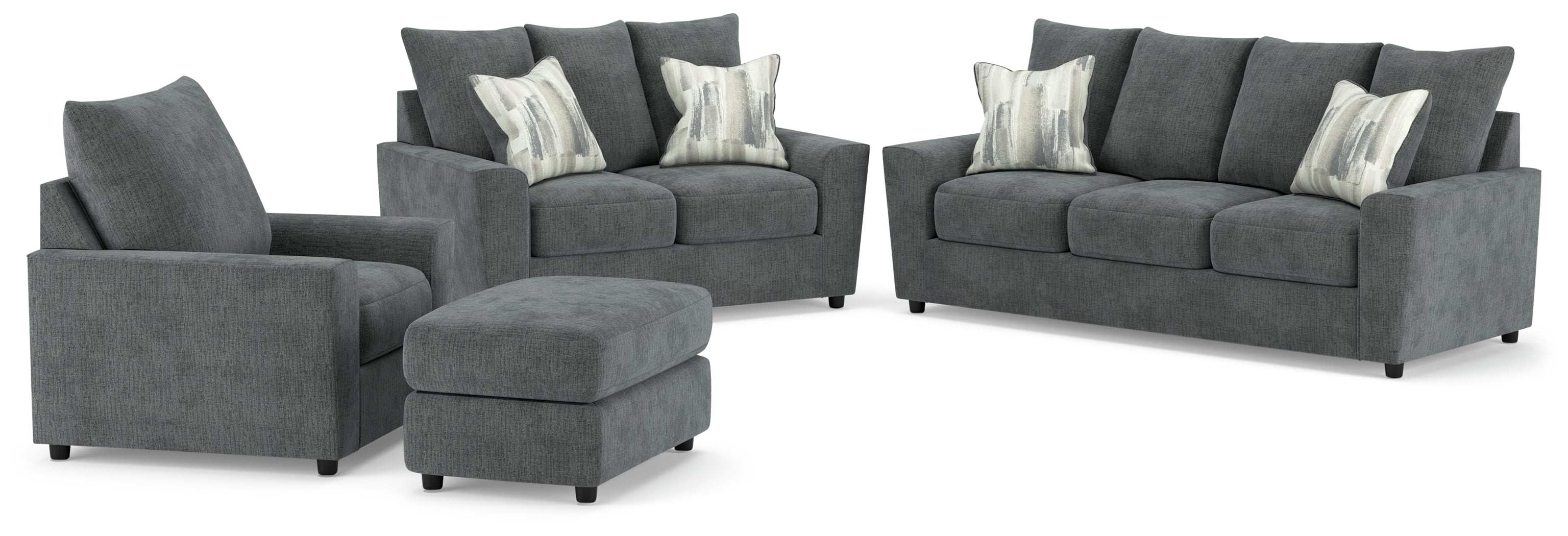 Diamond Furniture - Ashley Furniture - Stairatt Sofa - Sofa, Loveseat, Chair and Ottoman / Gravel - 28502U4