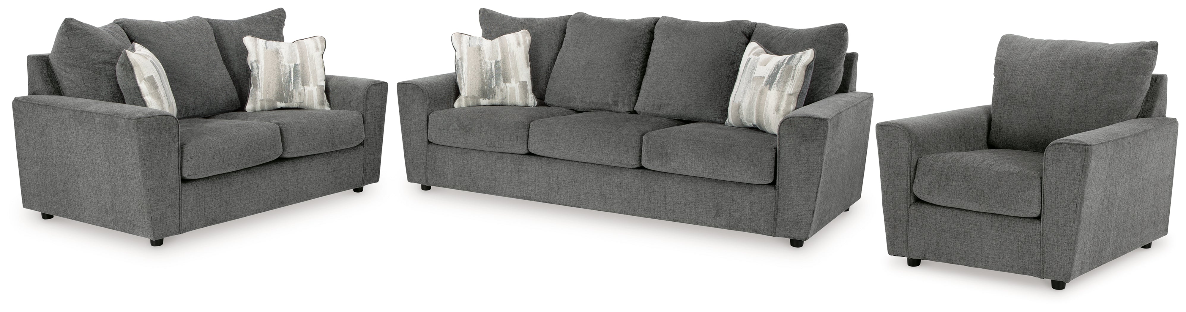 Diamond Furniture - Ashley Furniture - Stairatt Sofa - Sofa, Loveseat and Chair / Gravel - 28502U5