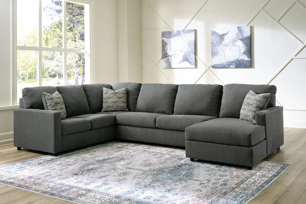 Diamond Furniture - Ashley Furniture - Edenfield 3-Piece Sectional with Chaise - LAF 3-Piece Sectional with Chaise / Charcoal - 29003S2