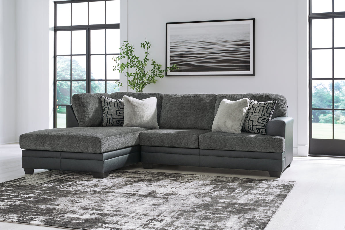 Diamond Furniture - Ashley Furniture - Brixley Pier Sectional - LAF 2-Piece Sectional with Chaise / Graphite - 29906S2