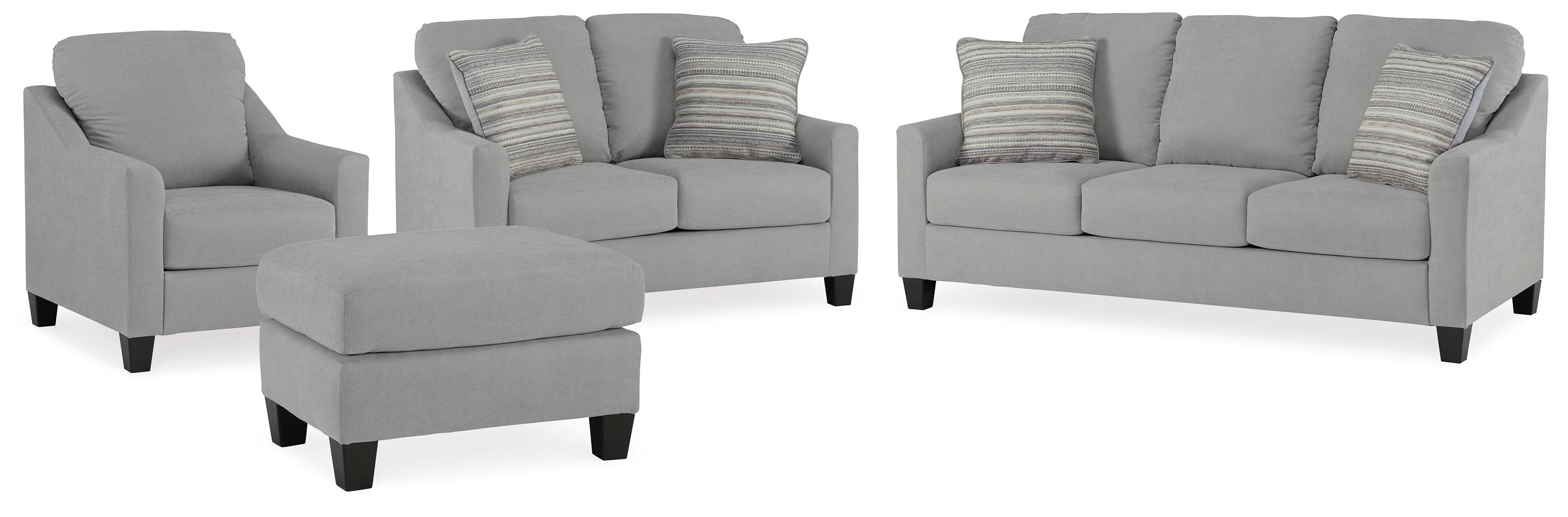 Diamond Furniture - Ashley Furniture - Adlai Sofa - Sofa, Loveseat, Chair and Ottoman / Shadow - 30103U3