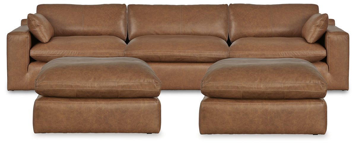 Diamond Furniture - Ashley Furniture - Emilia 3-Piece Sectional and 2 Ottomans - 3-Piece Sectional and 2 Ottomans / Caramel - 30901U2
