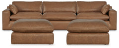 Diamond Furniture - Ashley Furniture - Emilia 3-Piece Sectional and 2 Ottomans - 3-Piece Sectional and 2 Ottomans / Caramel - 30901U2