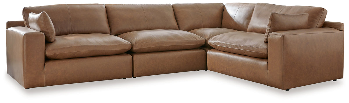 Diamond Furniture - Ashley Furniture - Emilia 4-Piece Sectional - RAF 4-Piece Sectional / Caramel - 30901S3