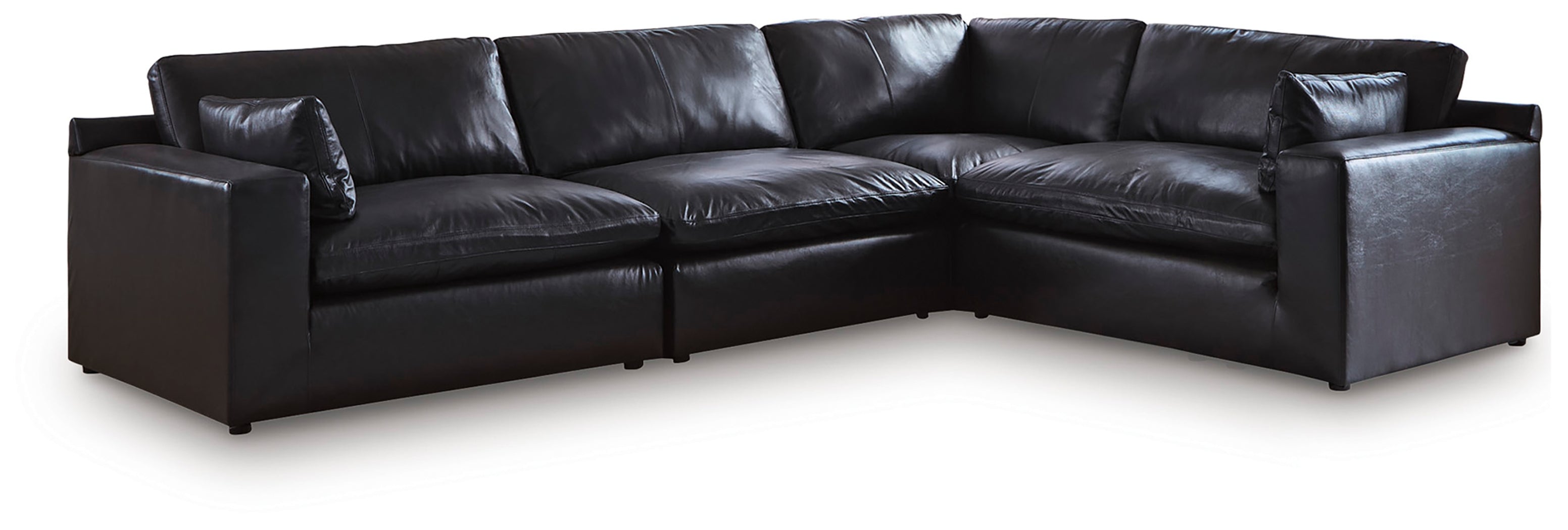 Diamond Furniture - Ashley Furniture - Emilia 4-Piece Sectional - RAF 4-Piece Sectional / Black - 30902S3