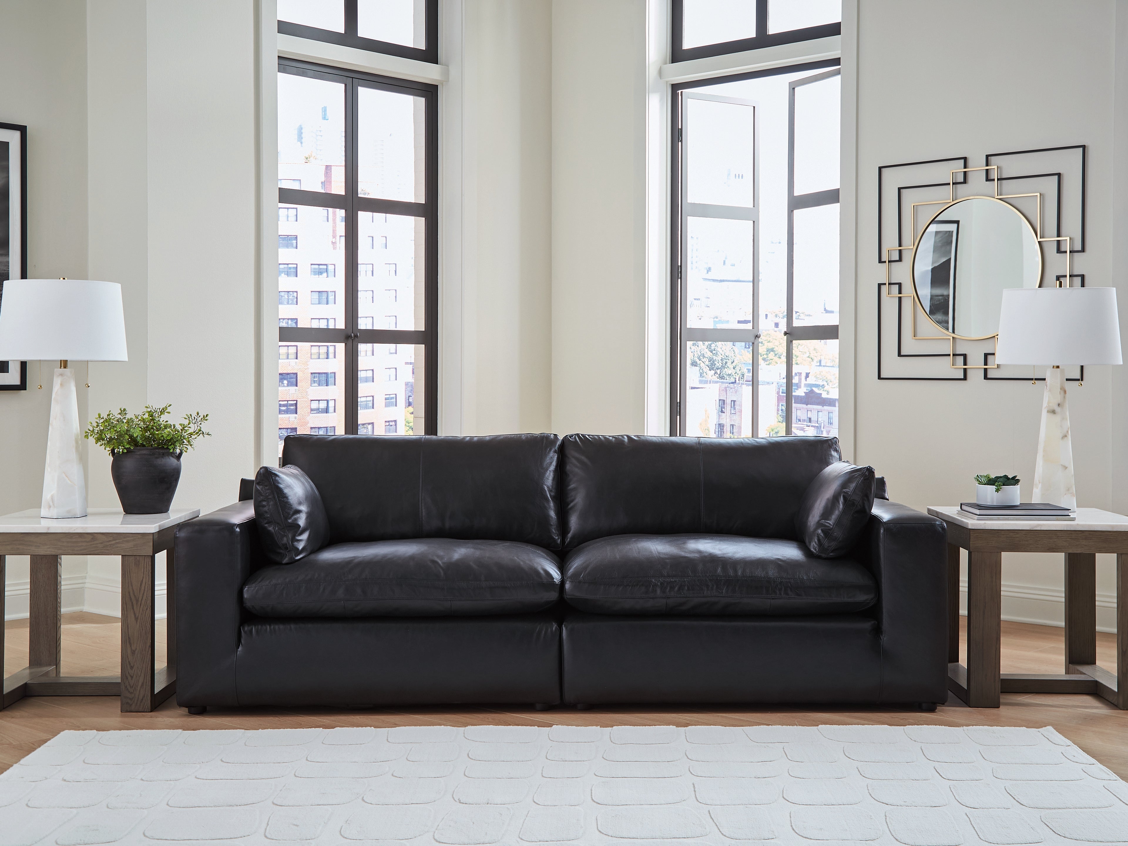 Diamond Furniture - Ashley Furniture - Emilia 2-Piece Sectional Loveseat - RAF 2-Piece Sectional Loveseat / Black - 30902S1