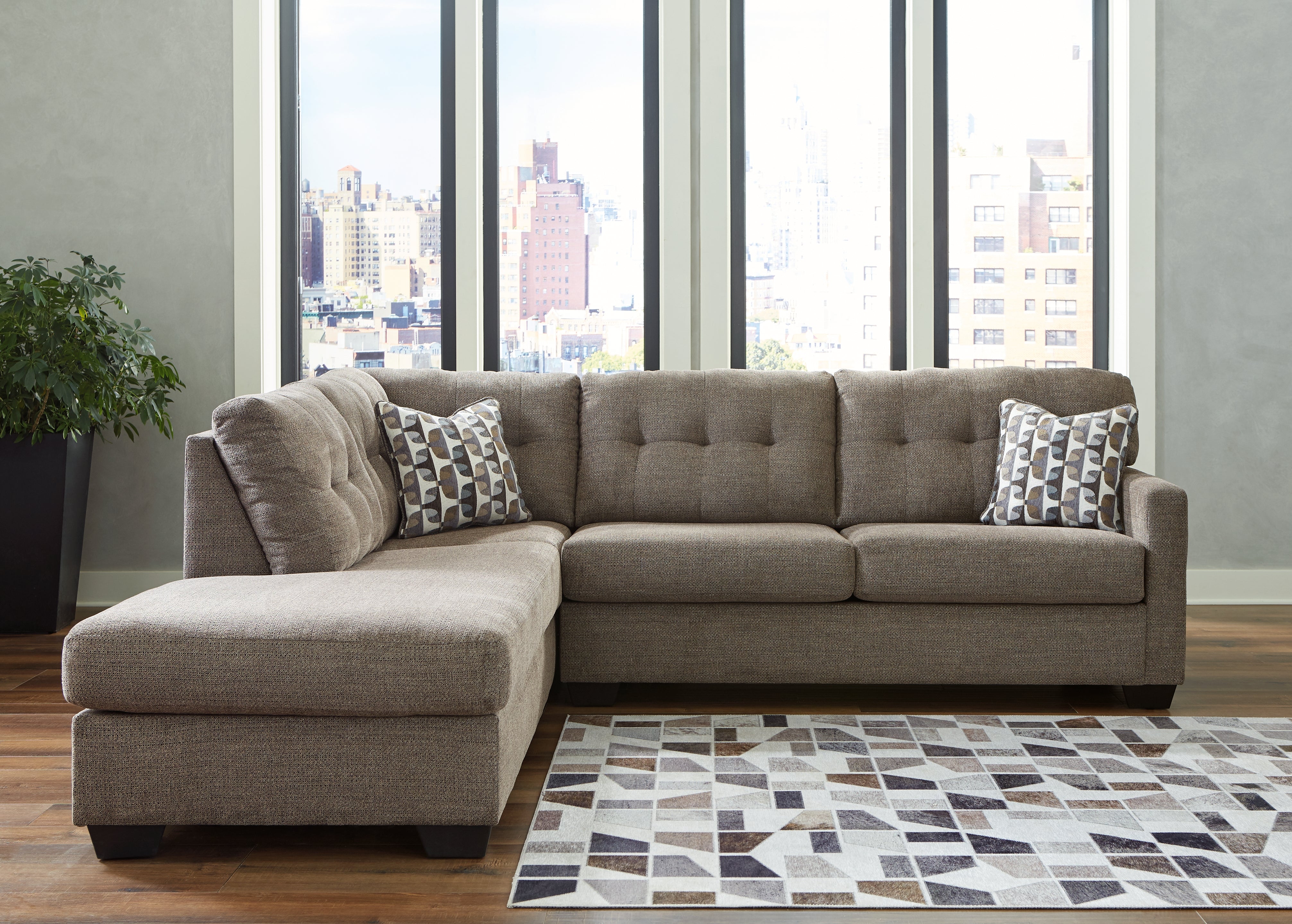 Diamond Furniture - Ashley Furniture - Mahoney 2-Piece Sectional with Chaise - RAF 2-Piece Sectional with Chaise / Chocolate - 31005S1