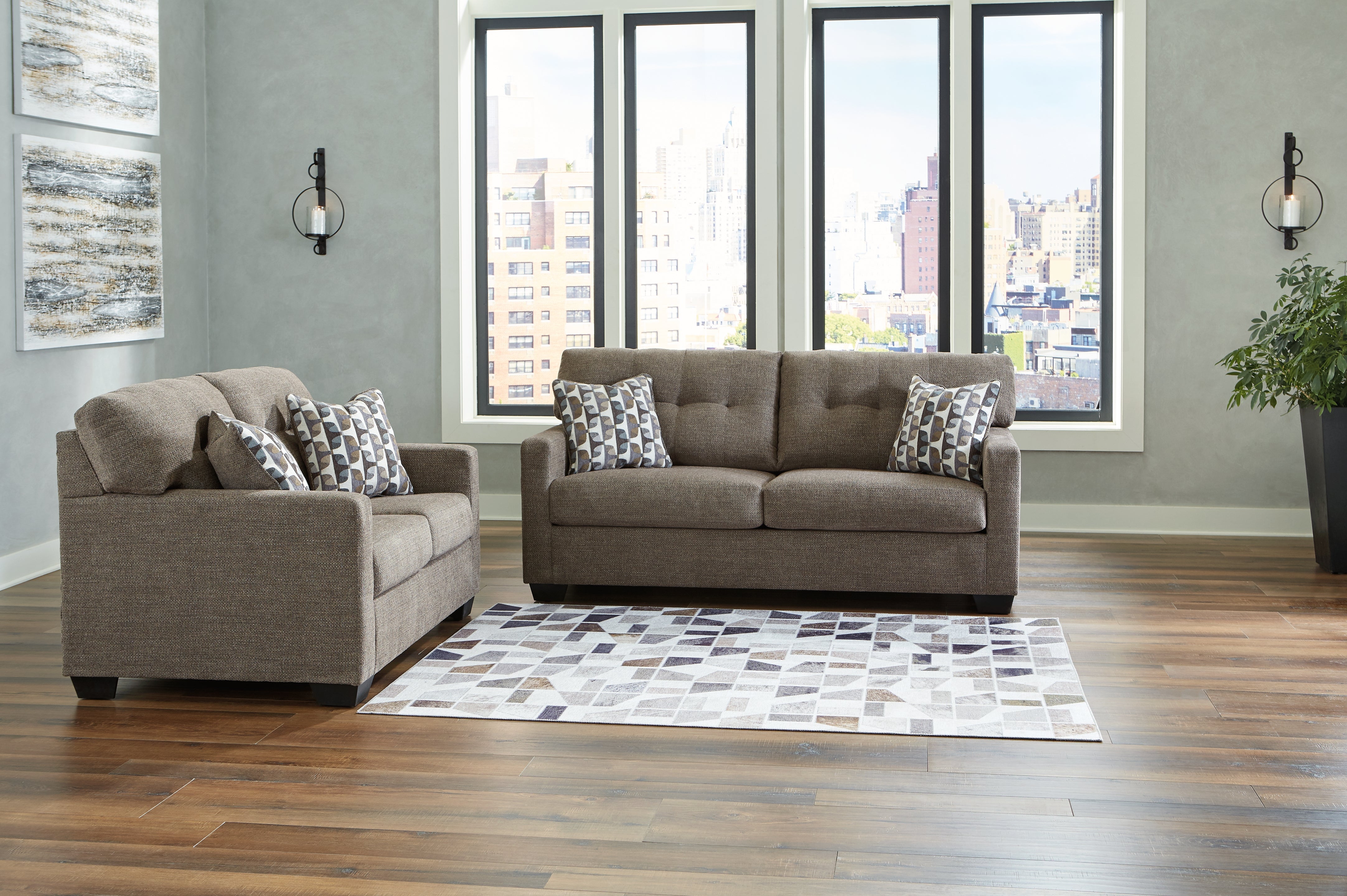 Diamond Furniture - Ashley Furniture - Mahoney Sofa and Loveseat - Sofa and Loveseat / Chocolate - 31005U1
